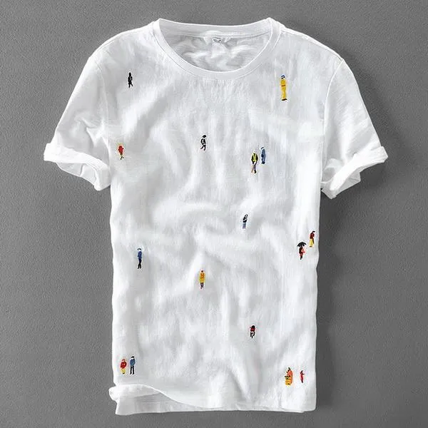 Luxury Linen Embroidered T-Shirt