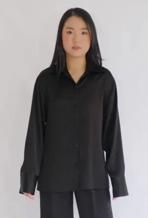 Michelle Long-Sleeve Button-Up Collared Silk Dress Shirt