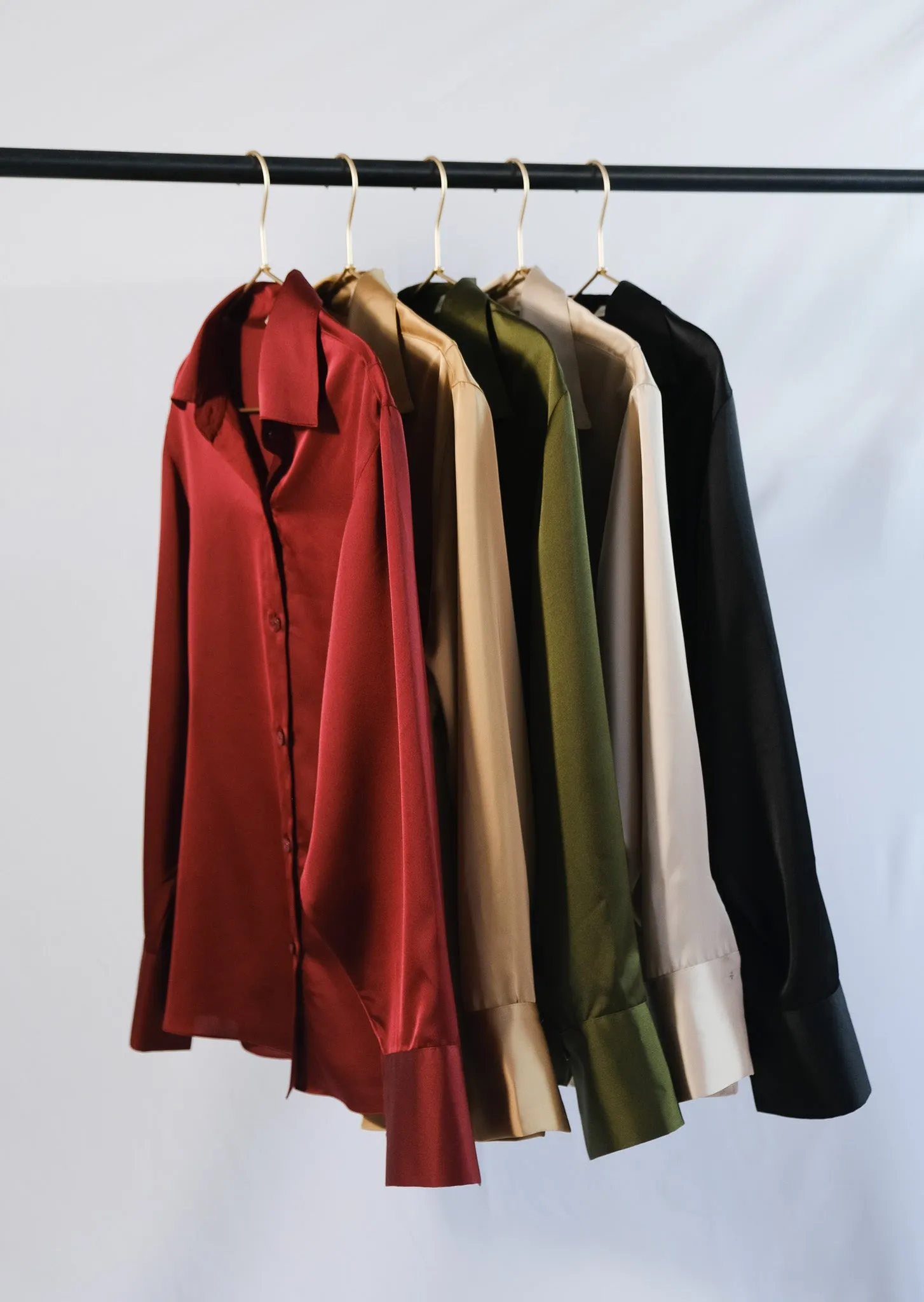 Michelle Long-Sleeve Button-Up Collared Silk Dress Shirt