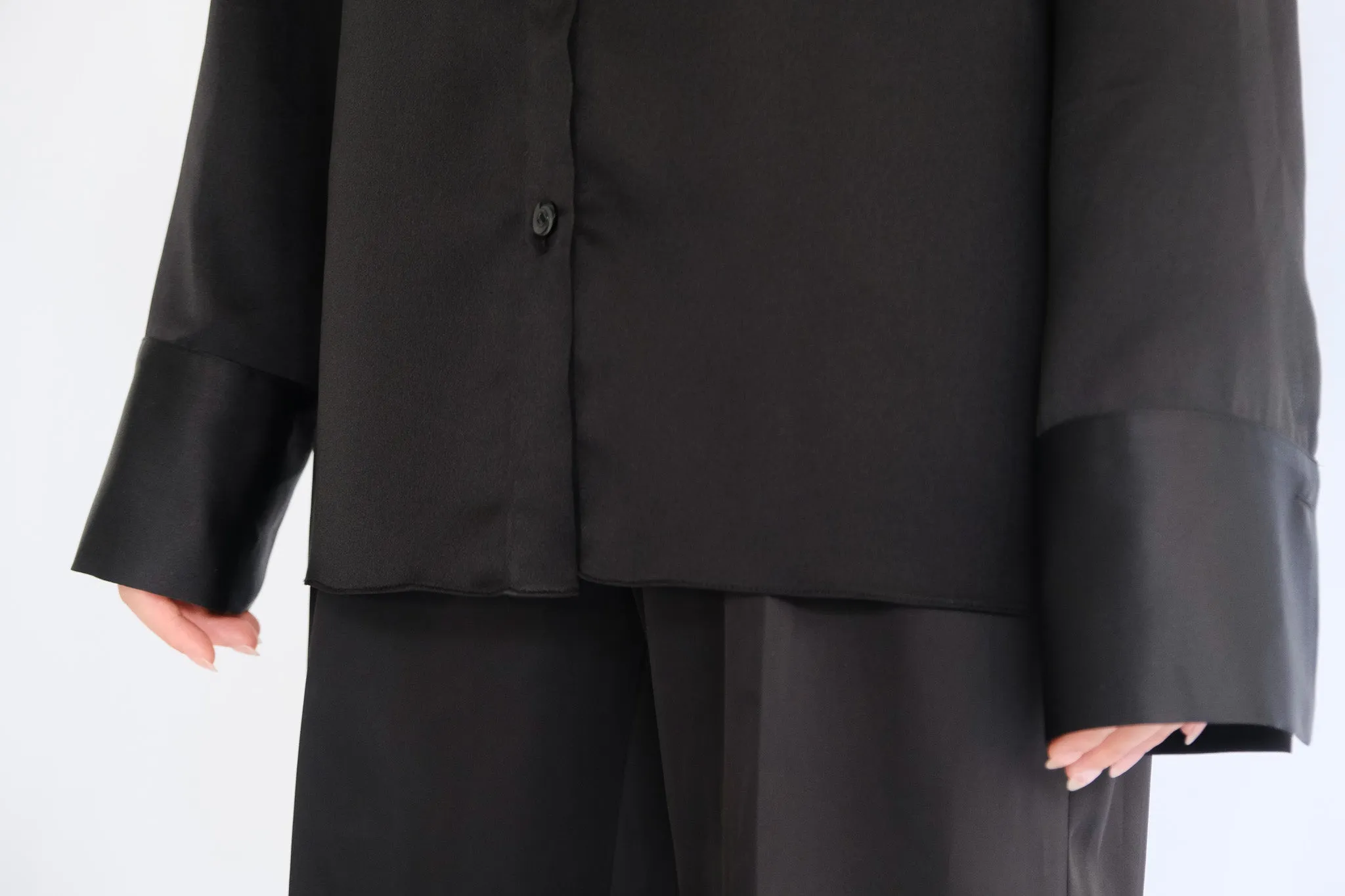 Michelle Long-Sleeve Button-Up Collared Silk Dress Shirt