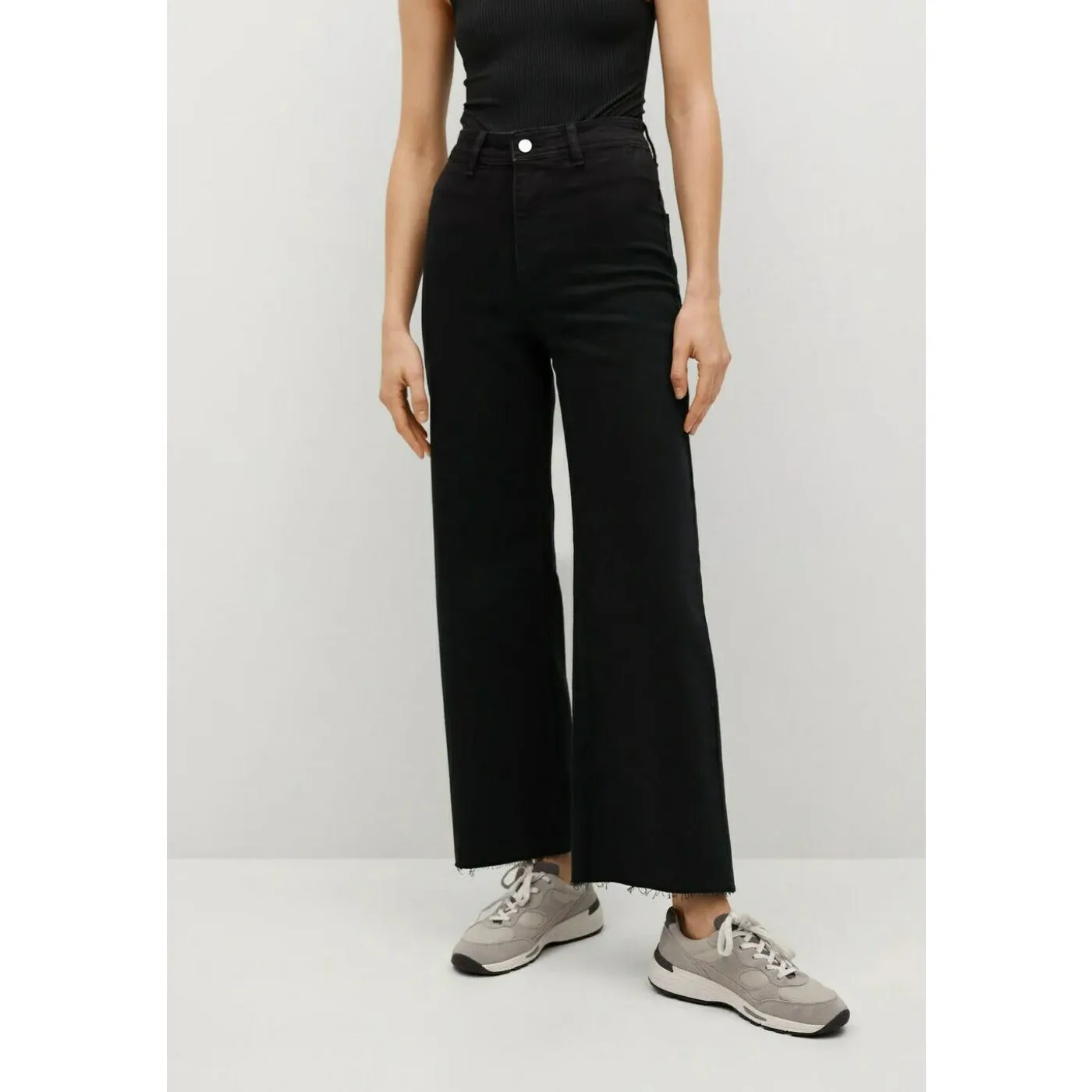MNG Long Flared Wide Leg Black Jeans