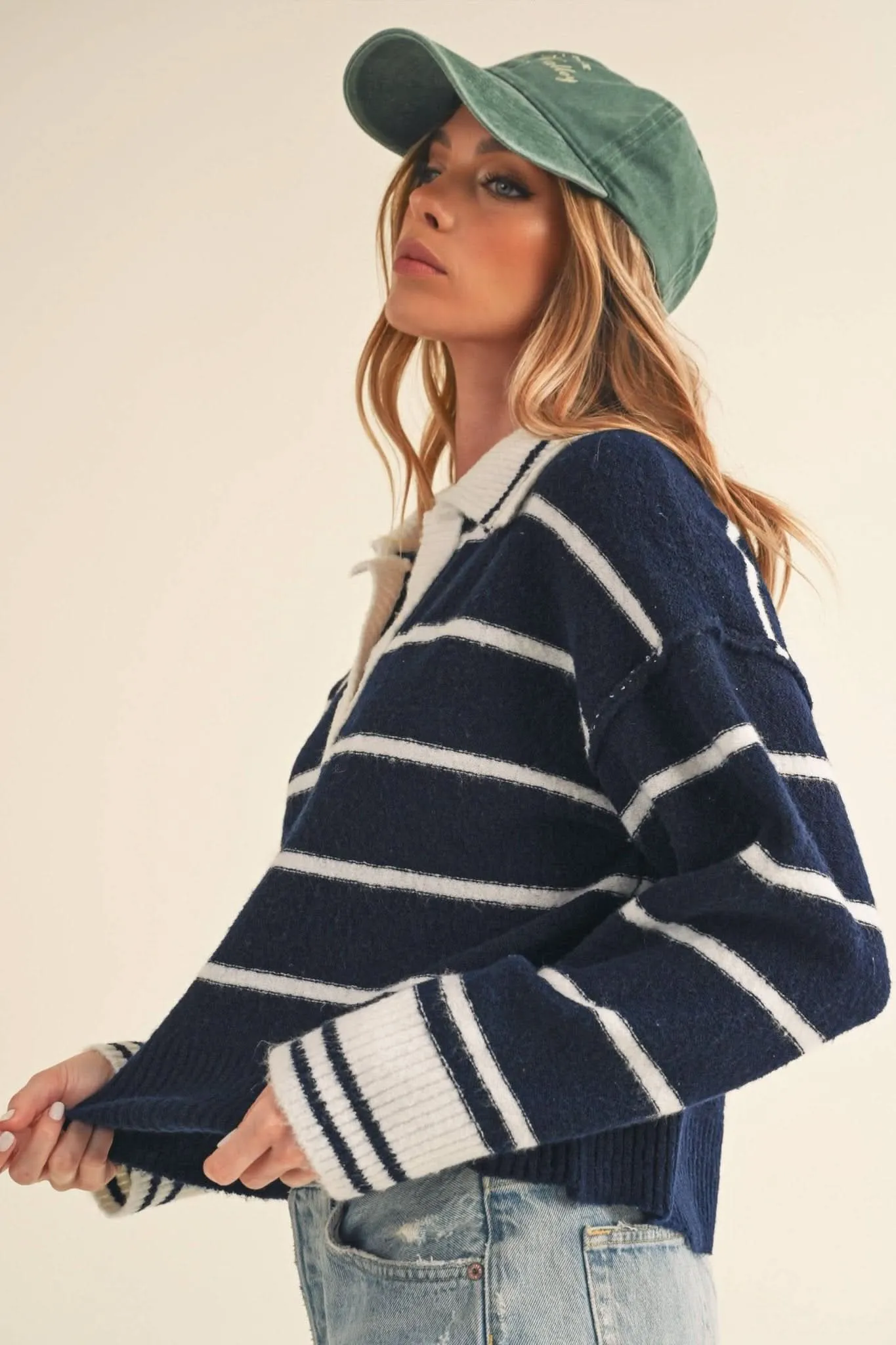 Navy   White Felia Sweater