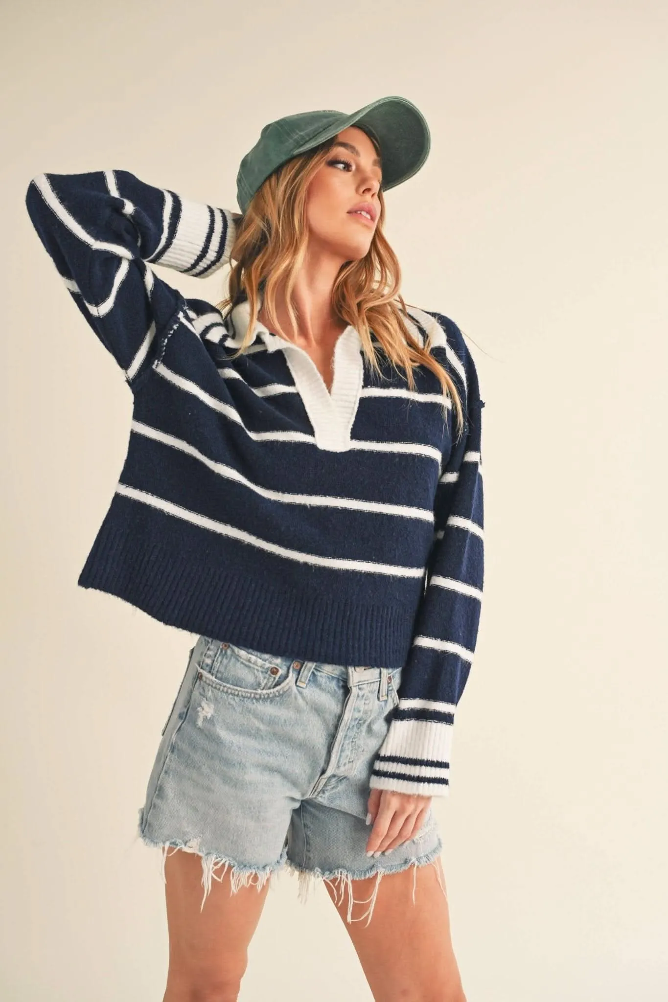 Navy   White Felia Sweater