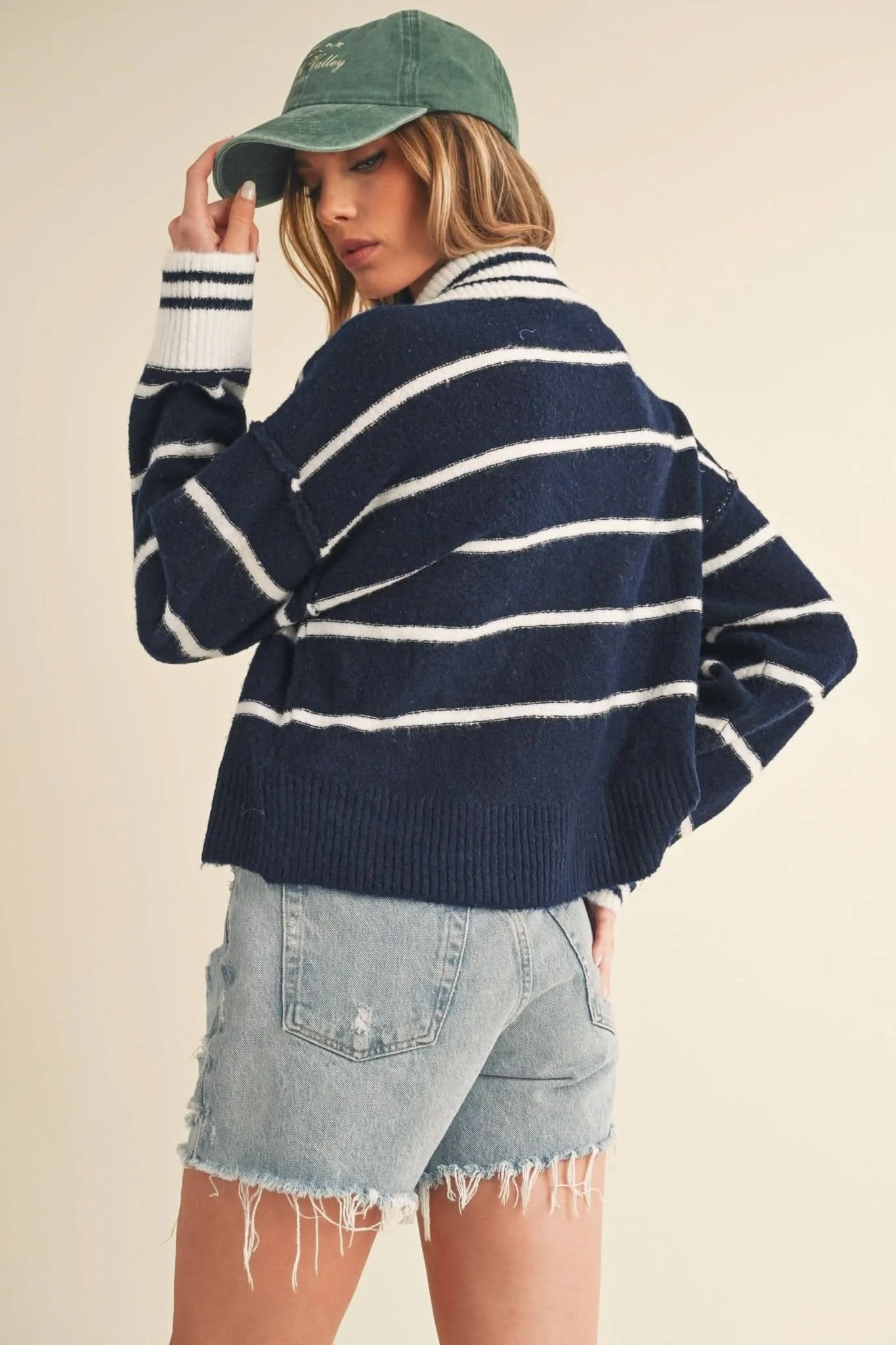 Navy   White Felia Sweater