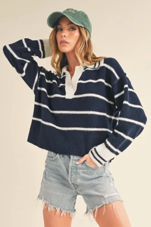 Navy   White Felia Sweater