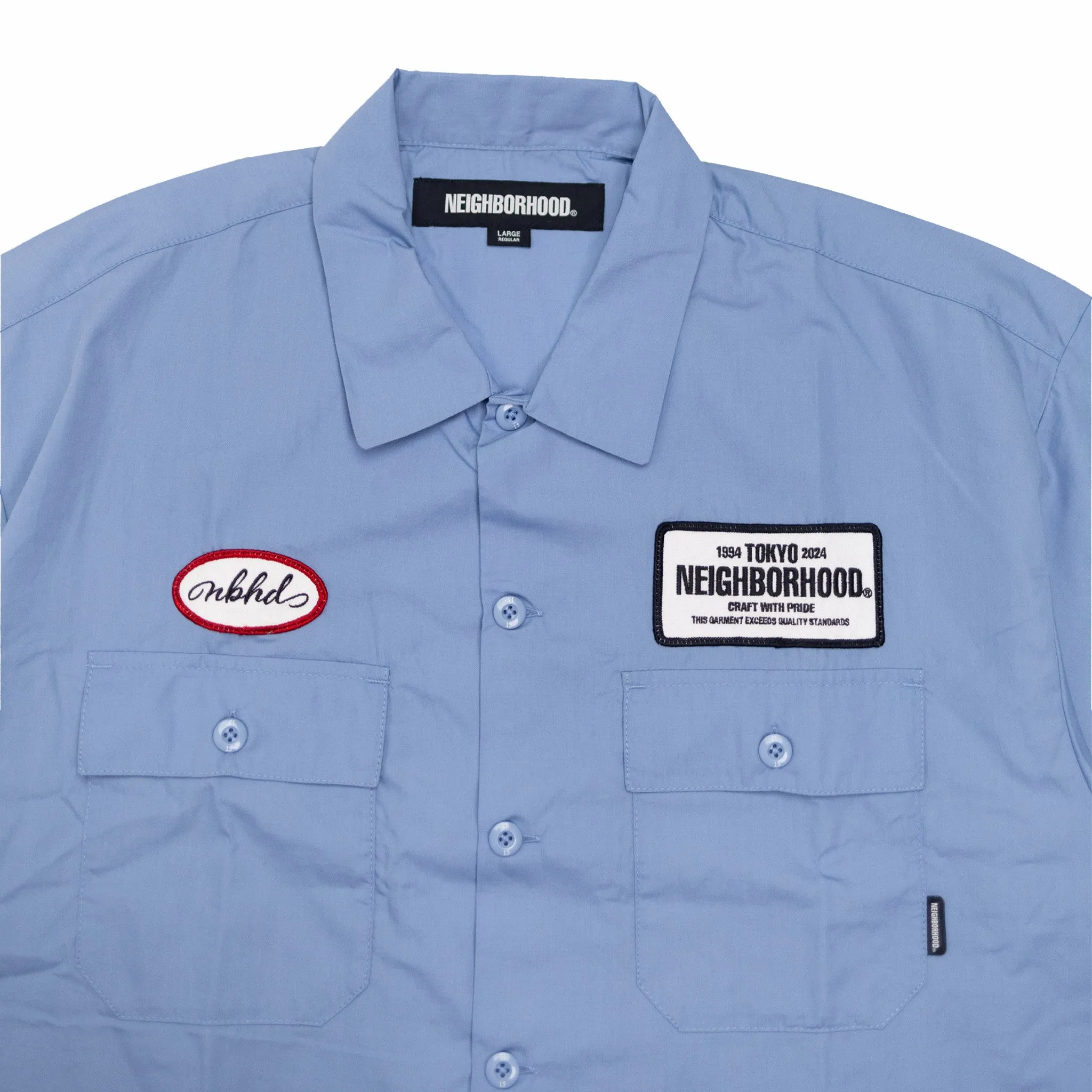 Mens Short Sleeve Classic Work Shirt in Blue - Durable and Stylish
