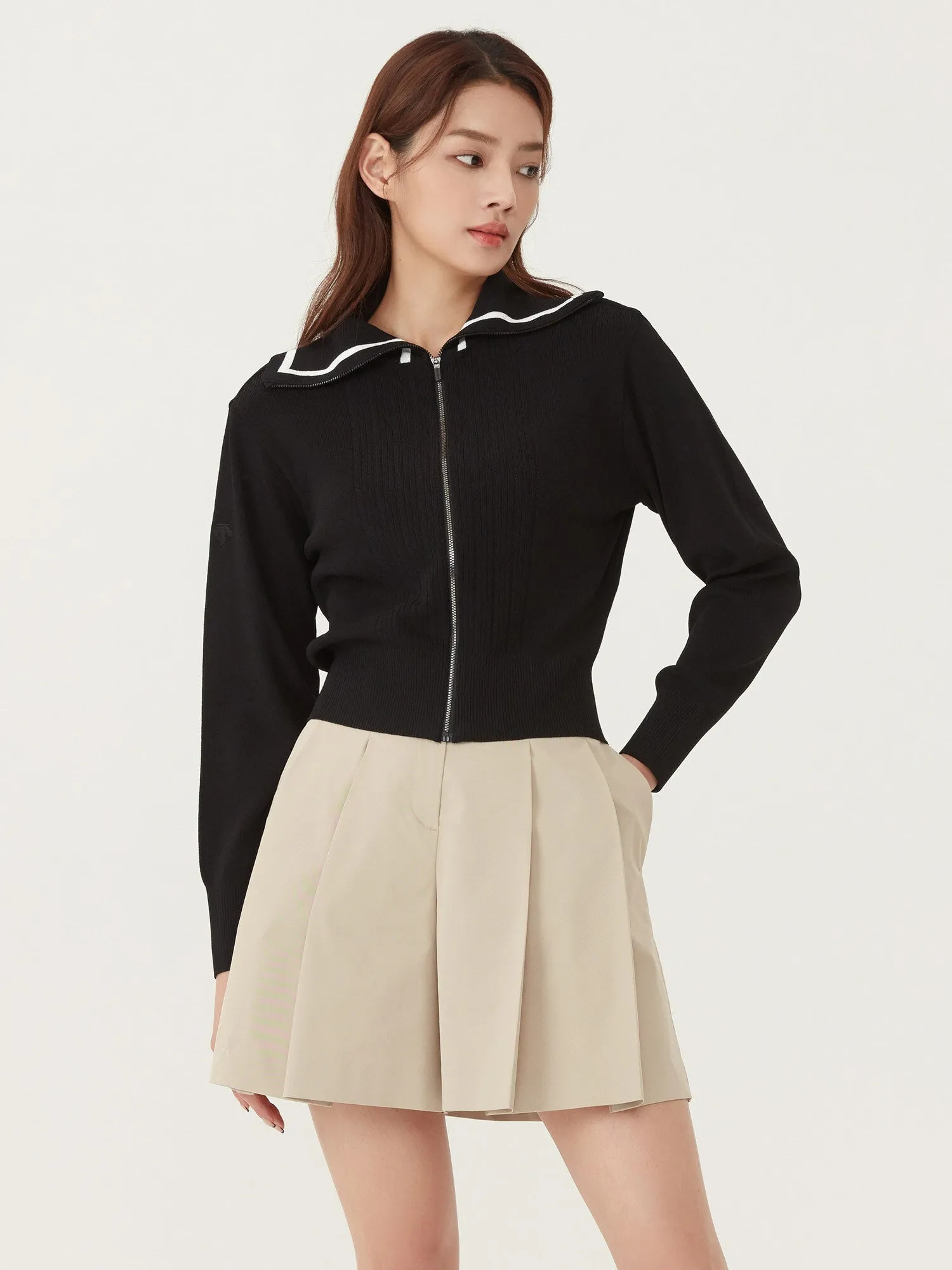 o Khoc Golf DESCENTE N Wide Collar Cardigan