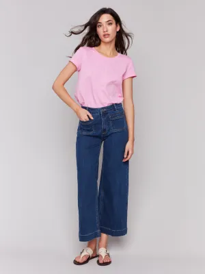 Patch Pocket Flare Jeans - Indigo
