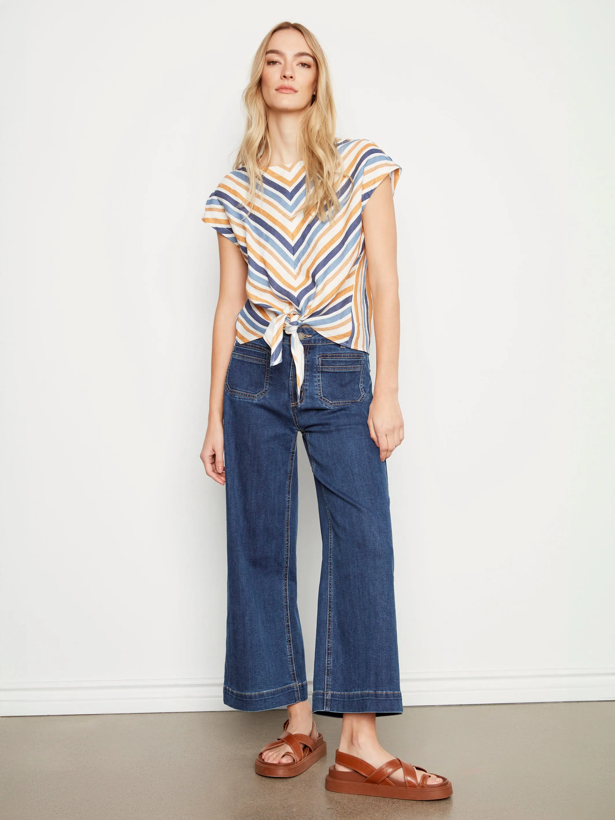 Patch Pocket Flare Jeans - Indigo