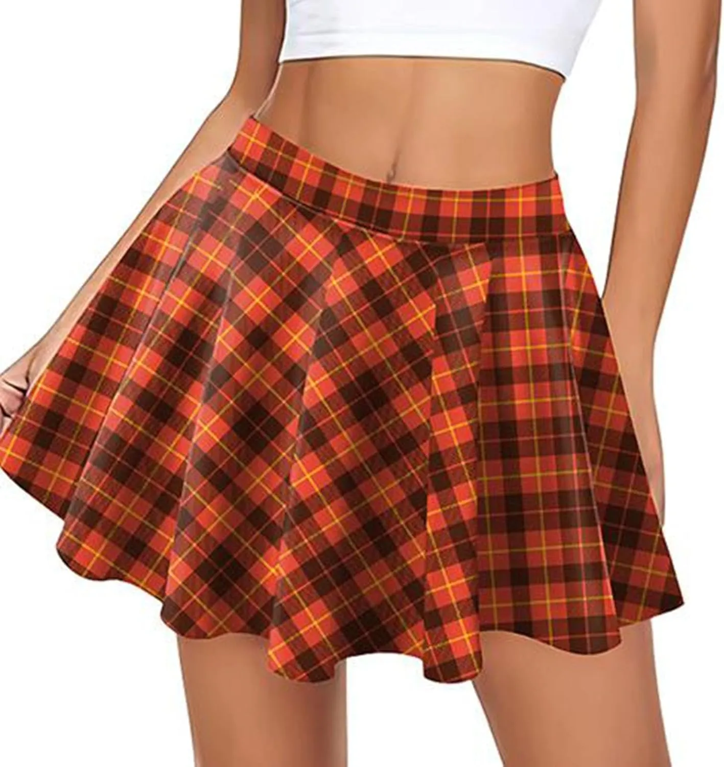 Pleated Mini Skirt for Women Plaid Printed Preppy Short Skirts High Waist A-Line Skater Skirt Fashion Summer Clothes