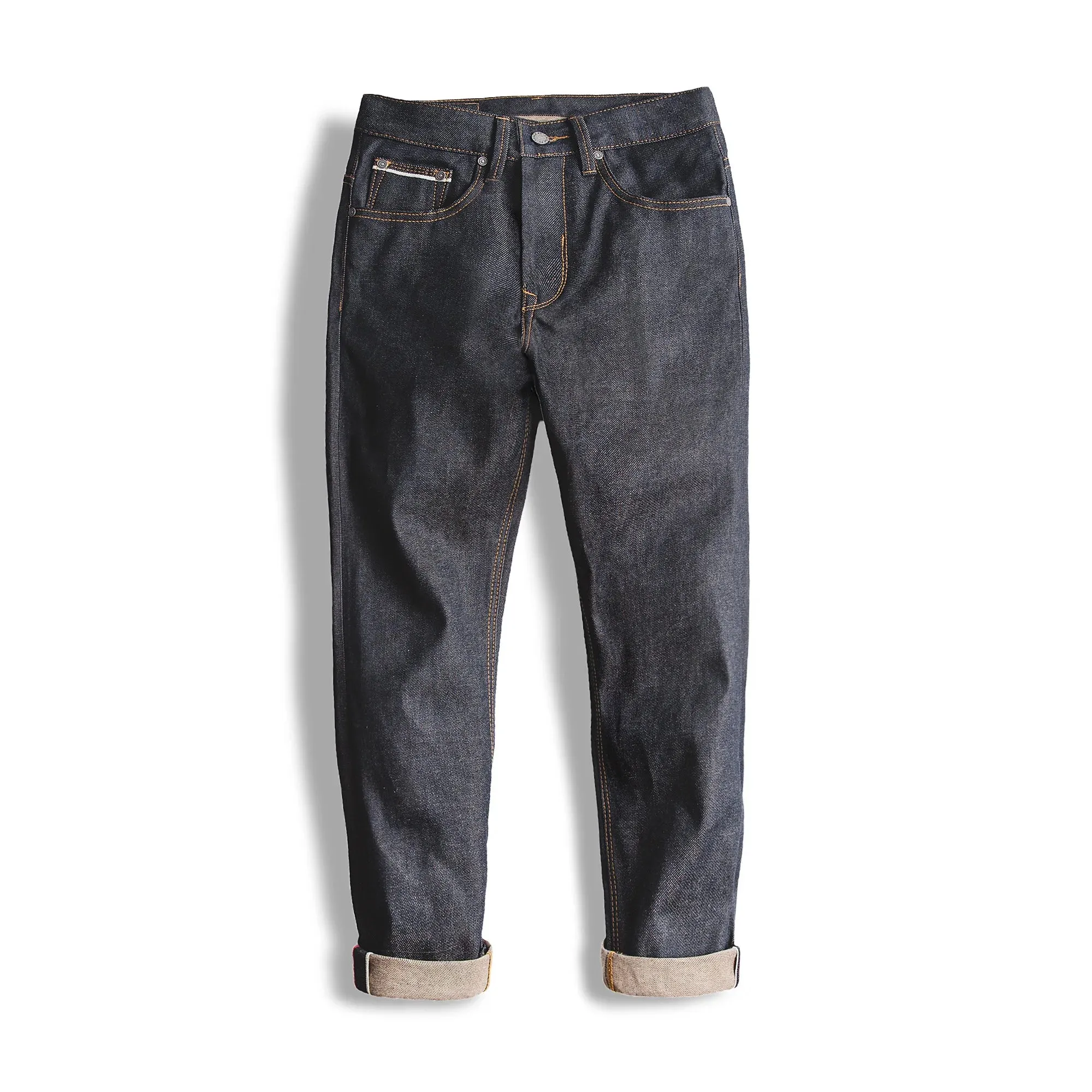 Retro Denim Jeans For Men Selvaged 13.8oz Raw Denim Straight Slim-fit