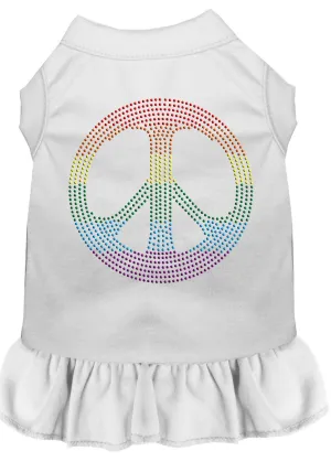 Rhinestone Rainbow Peace Dress White Lg (14)