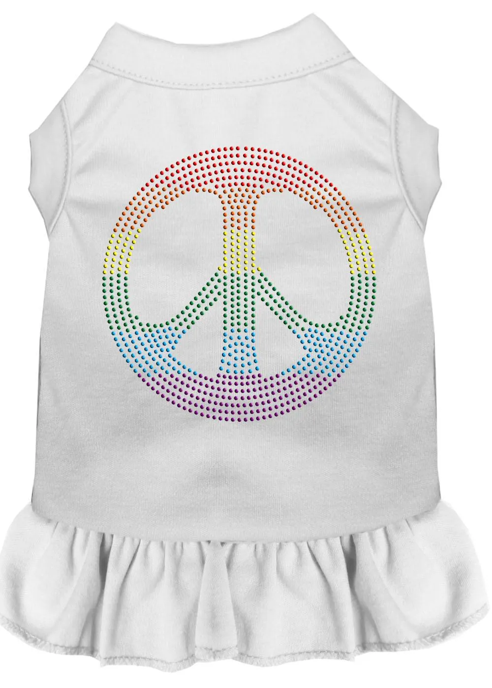 Rhinestone Rainbow Peace Dress White Lg (14)