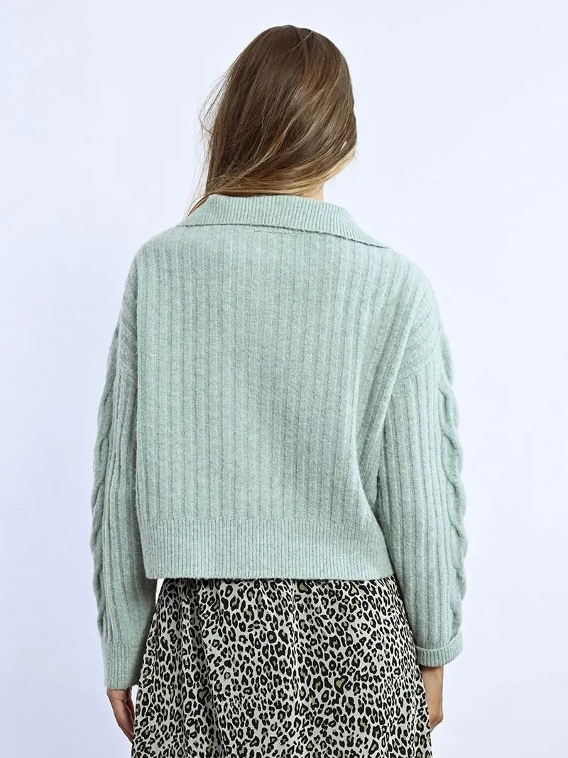 Sequin Half Zip Front Sweater