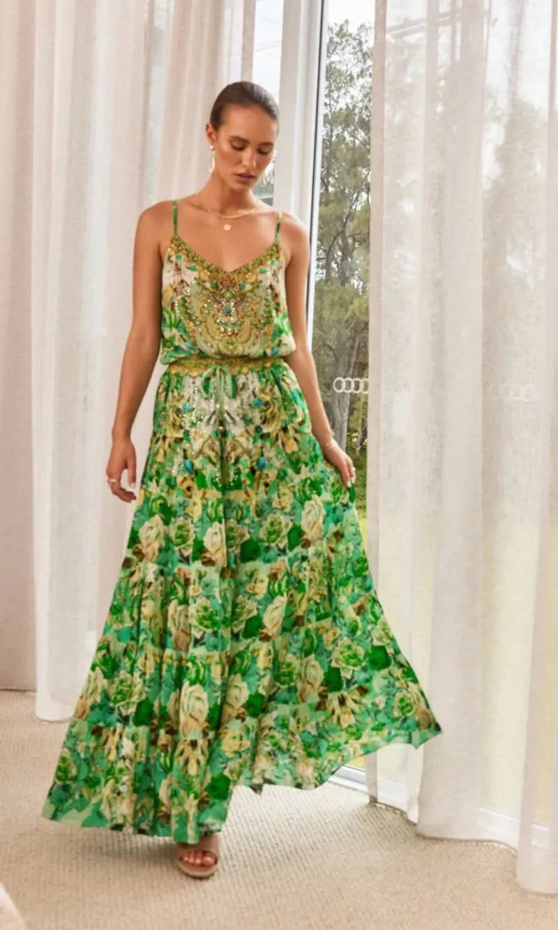Silk Cami Top Green Goddess