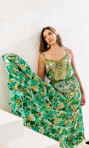 Silk Cami Top Green Goddess