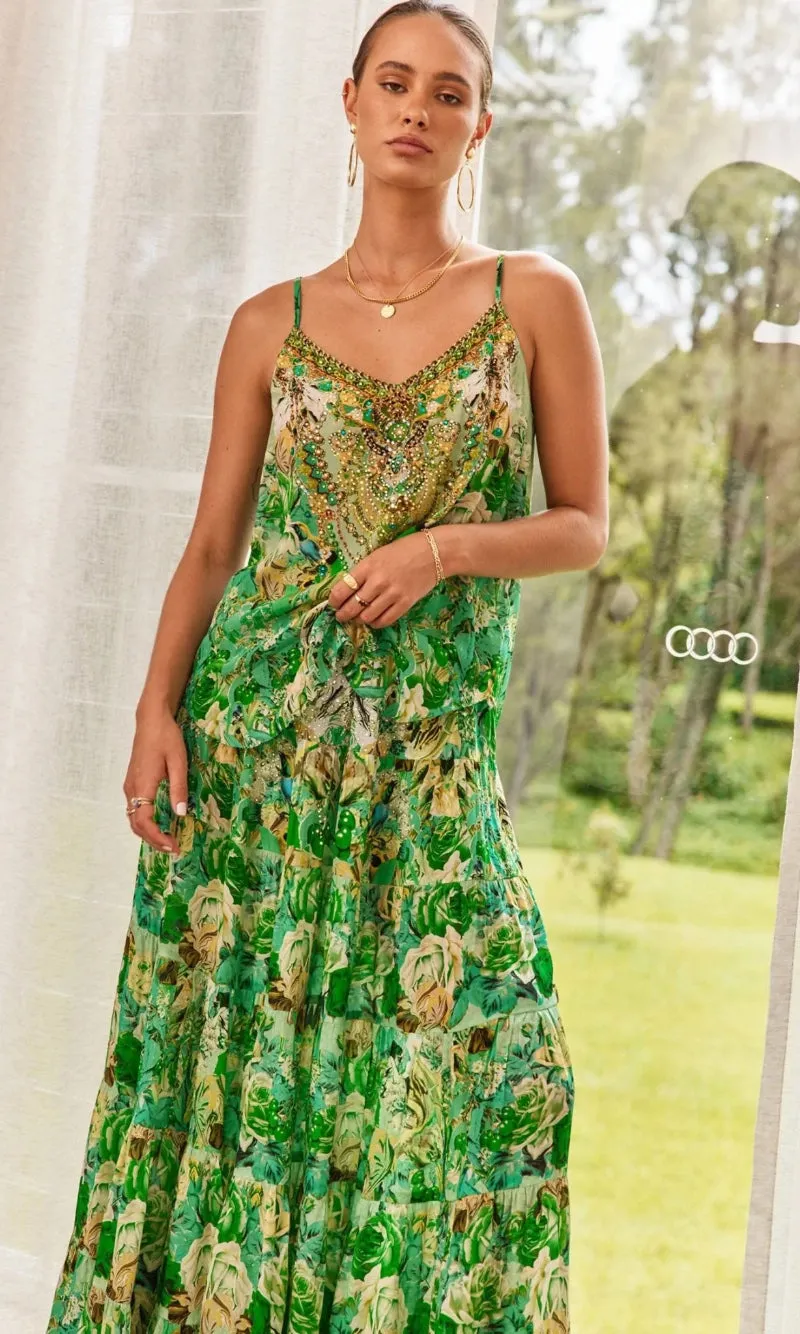 Silk Cami Top Green Goddess