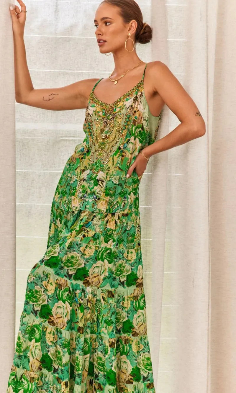 Silk Cami Top Green Goddess