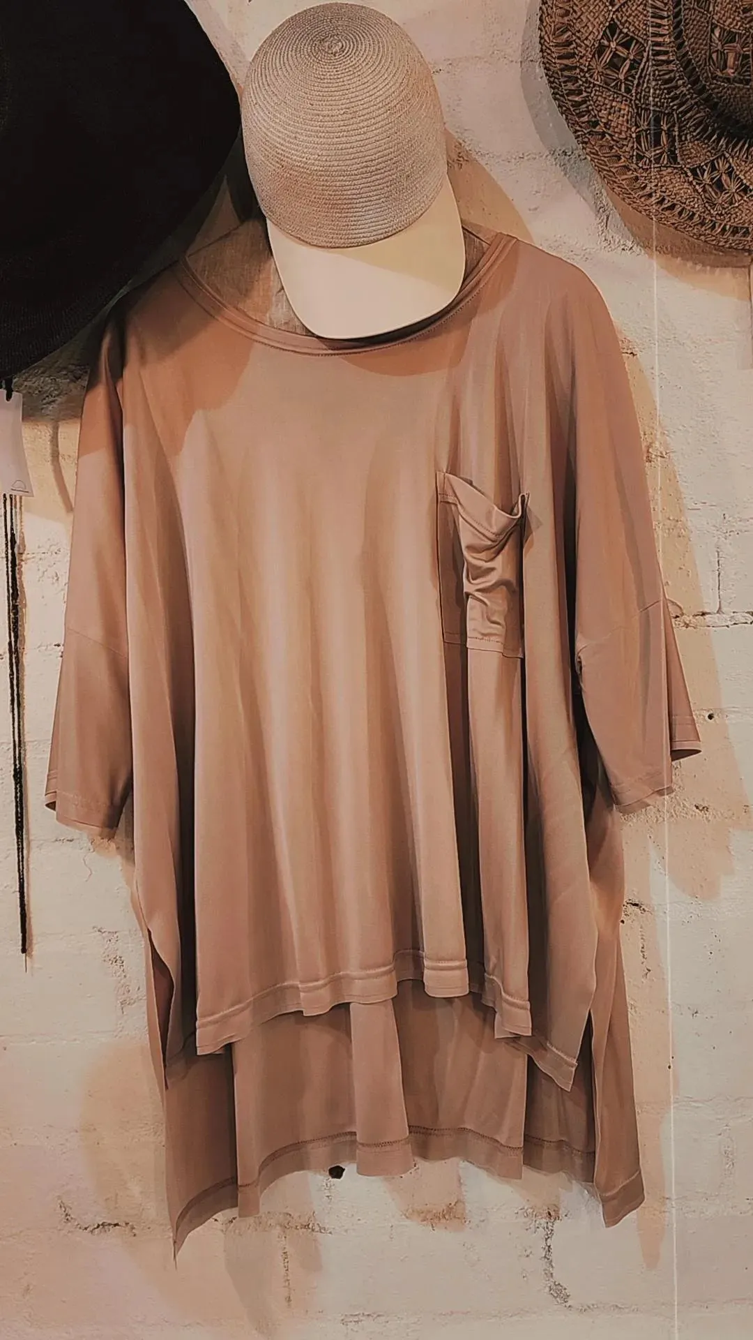 Silk jersey Tee Top - Tea stain