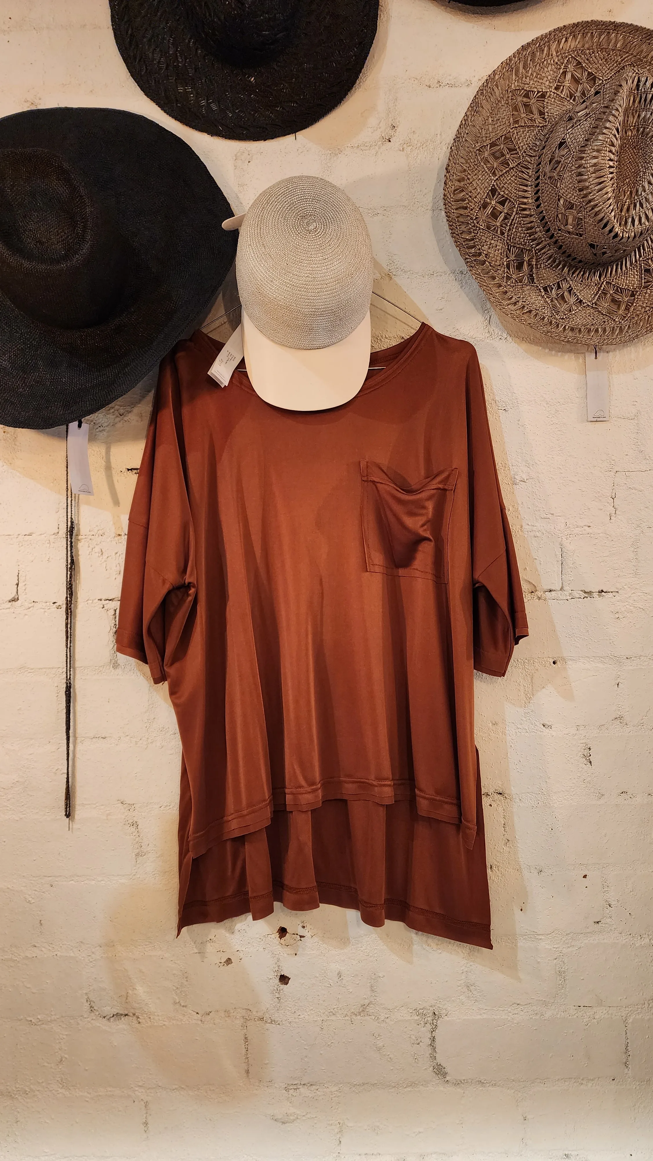 Silk jersey Tee Top - Tea stain