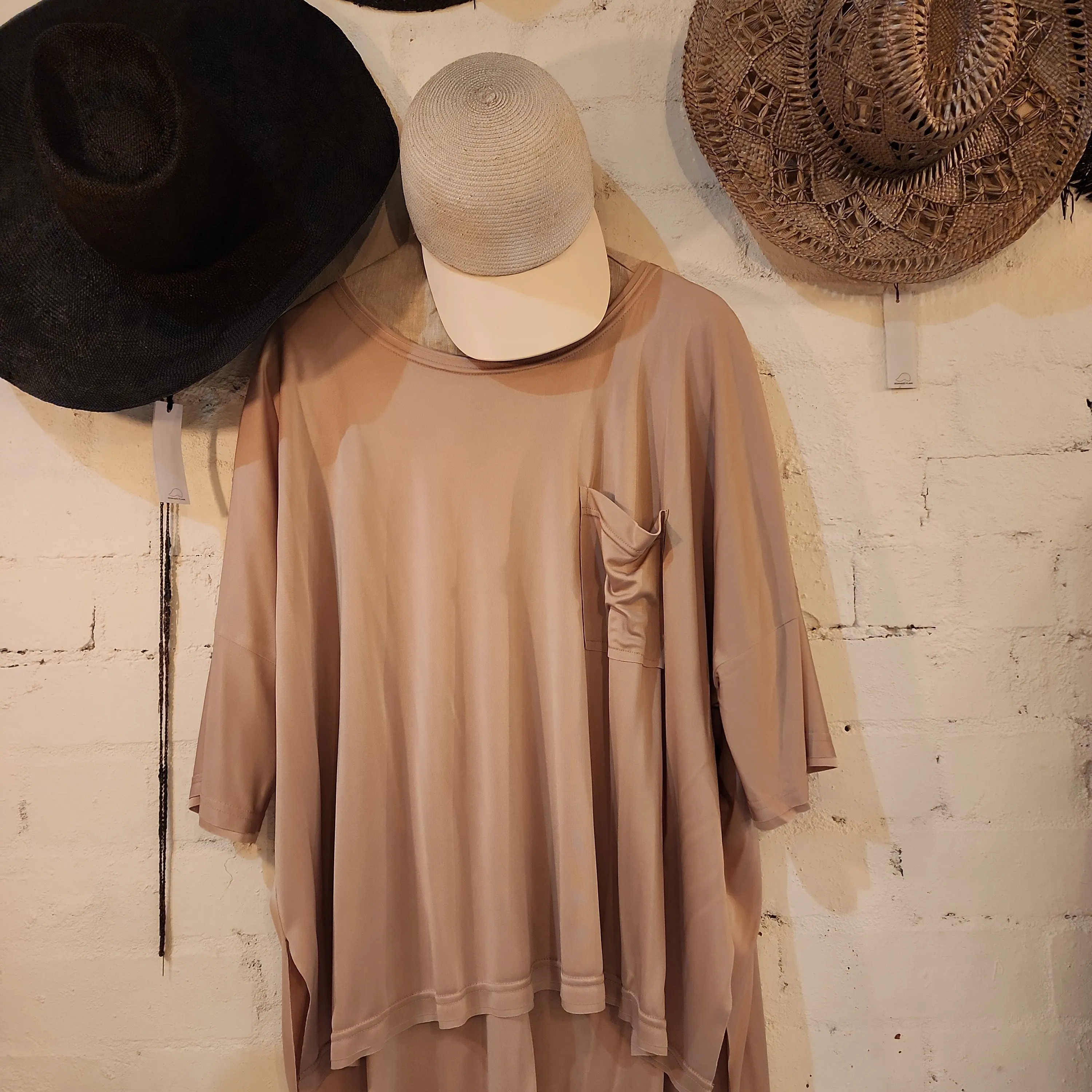 Silk jersey Tee Top - Tea stain