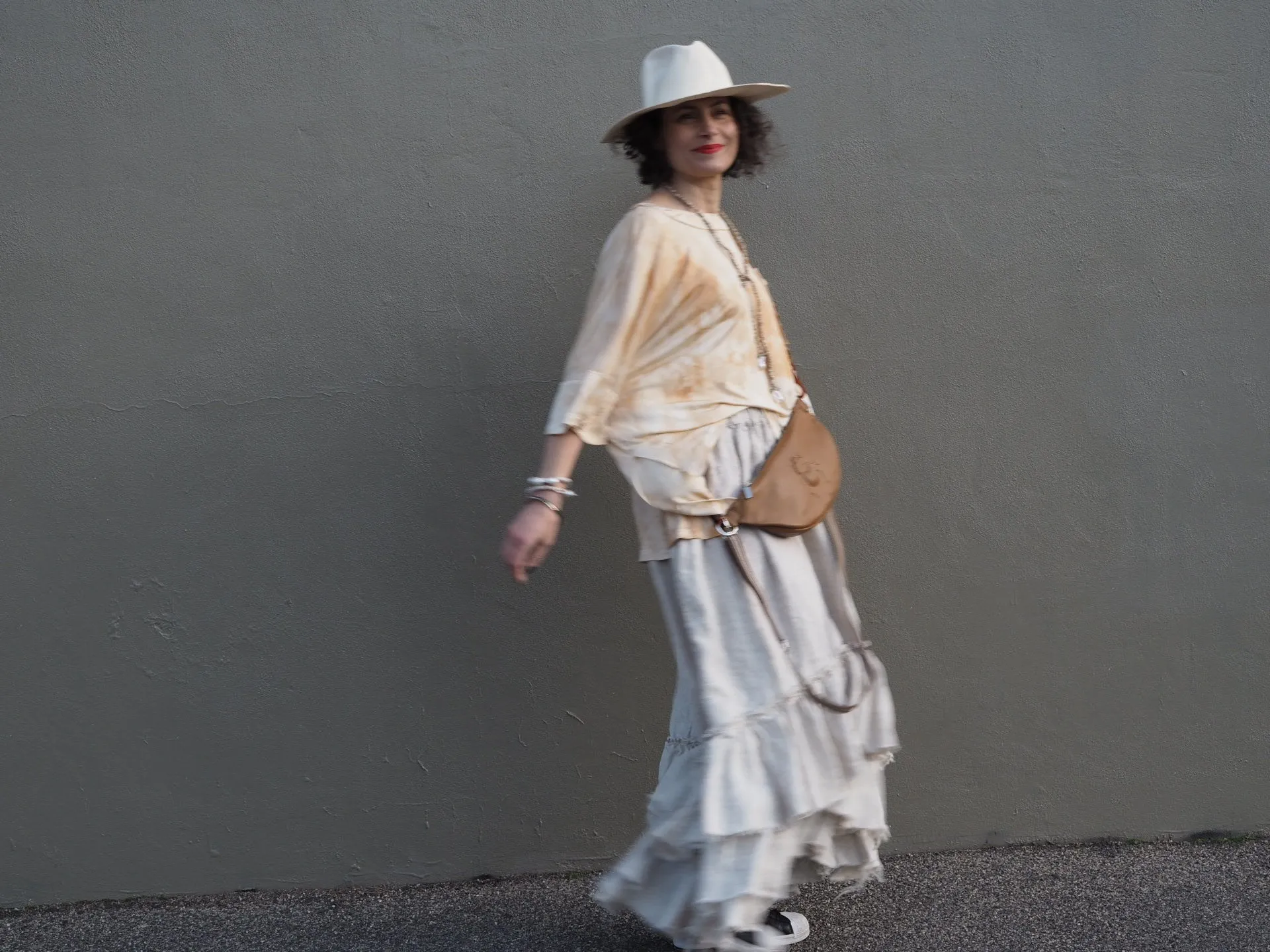 Silk jersey Tee Top - Tea stain