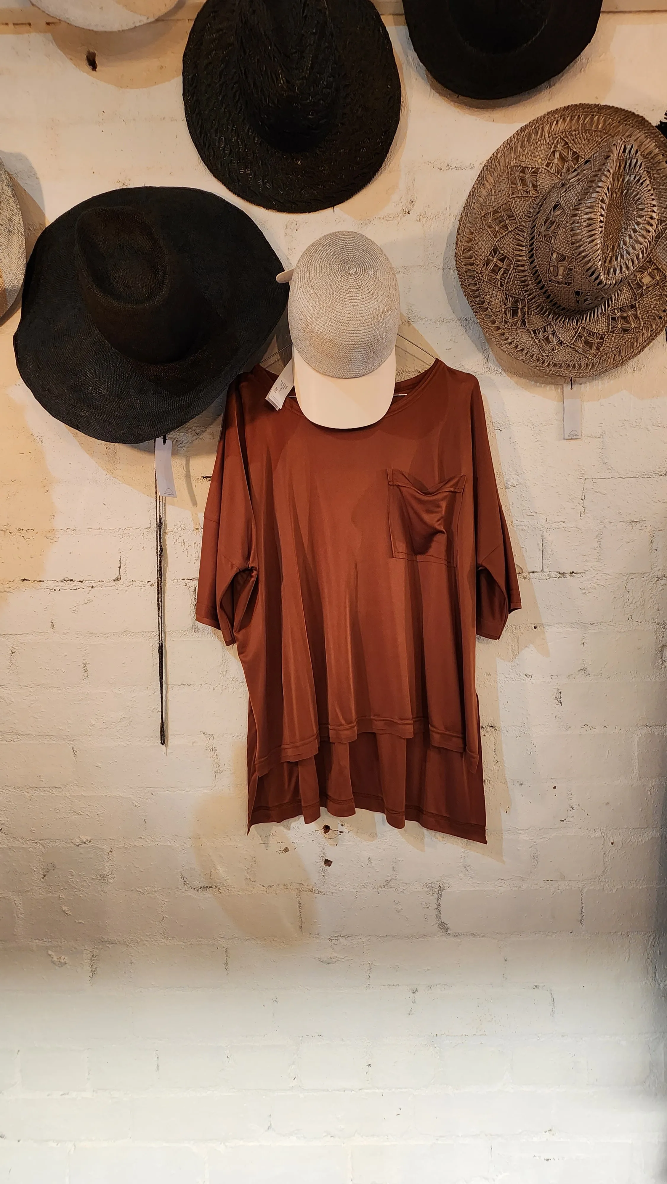 Silk jersey Tee Top - Tea stain