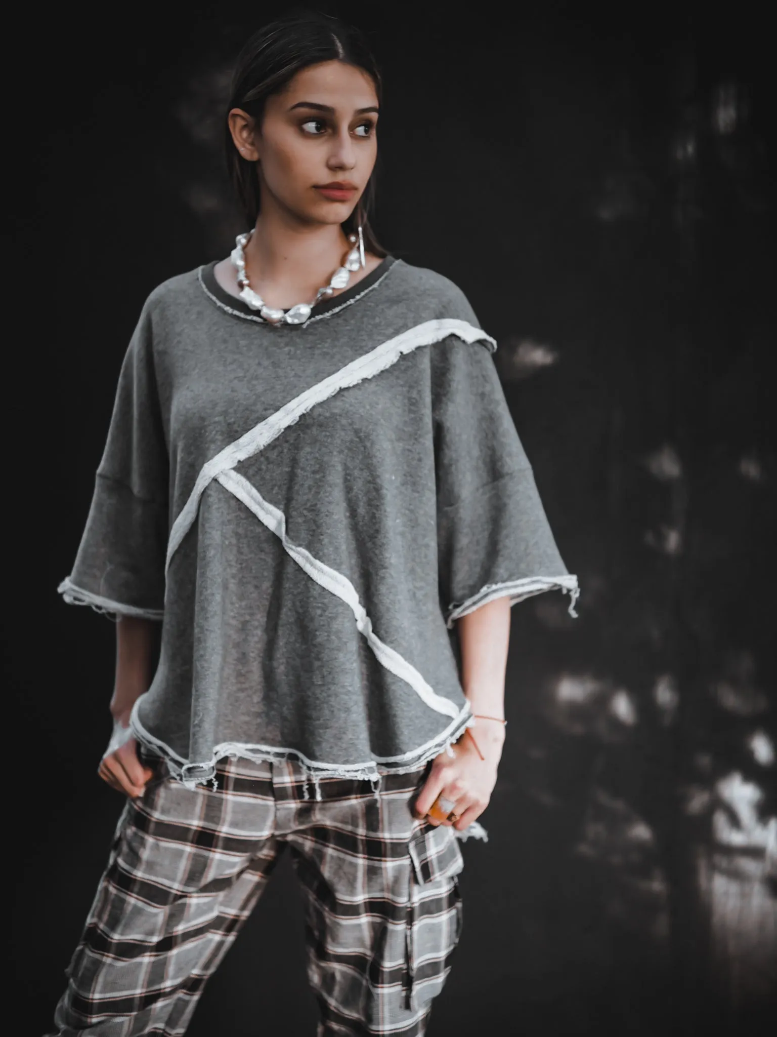 Spliced sweat Top - (Organic Cotton) Grey