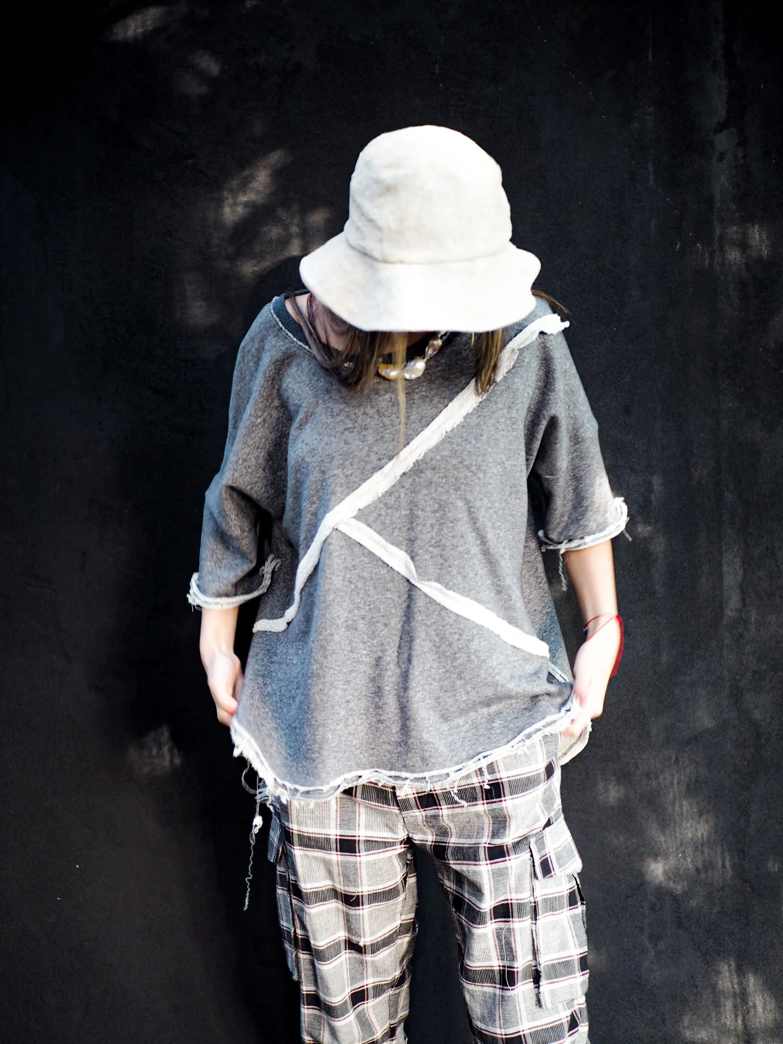 Spliced sweat Top - (Organic Cotton) Grey