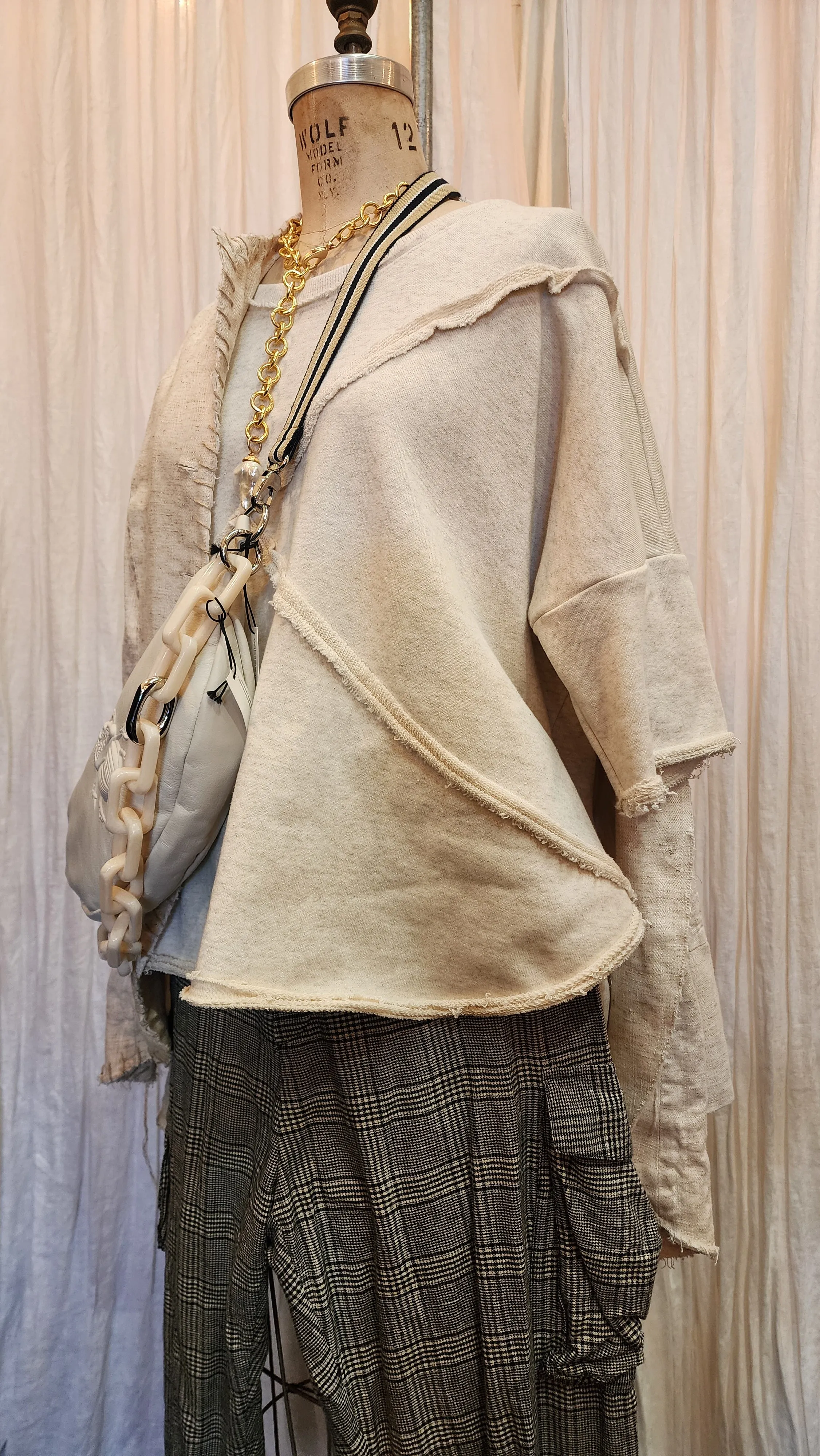 Spliced sweat Top - (Organic Cotton) Natural