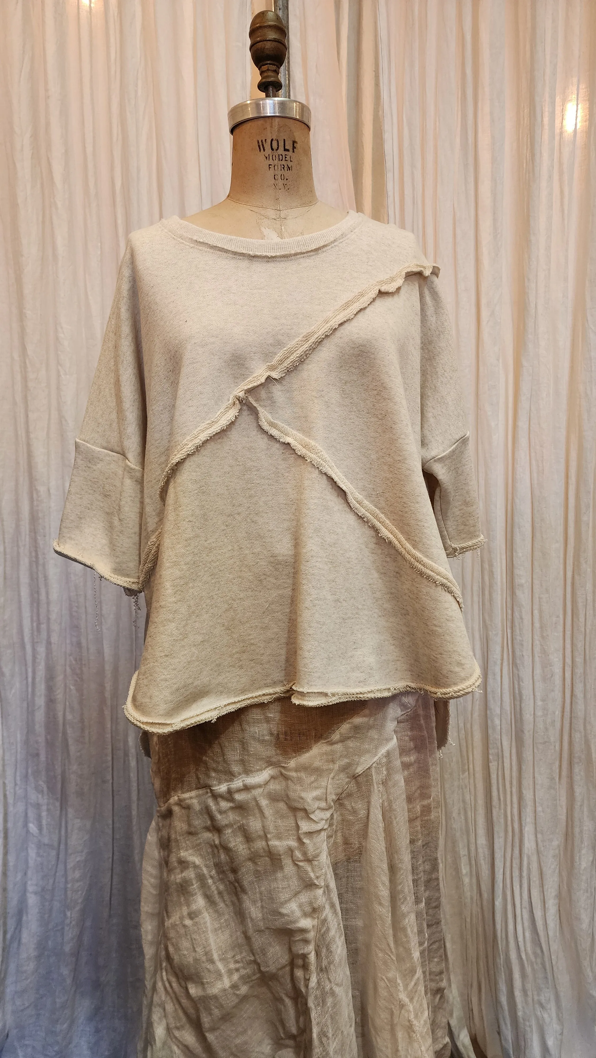 Spliced sweat Top - (Organic Cotton) Natural