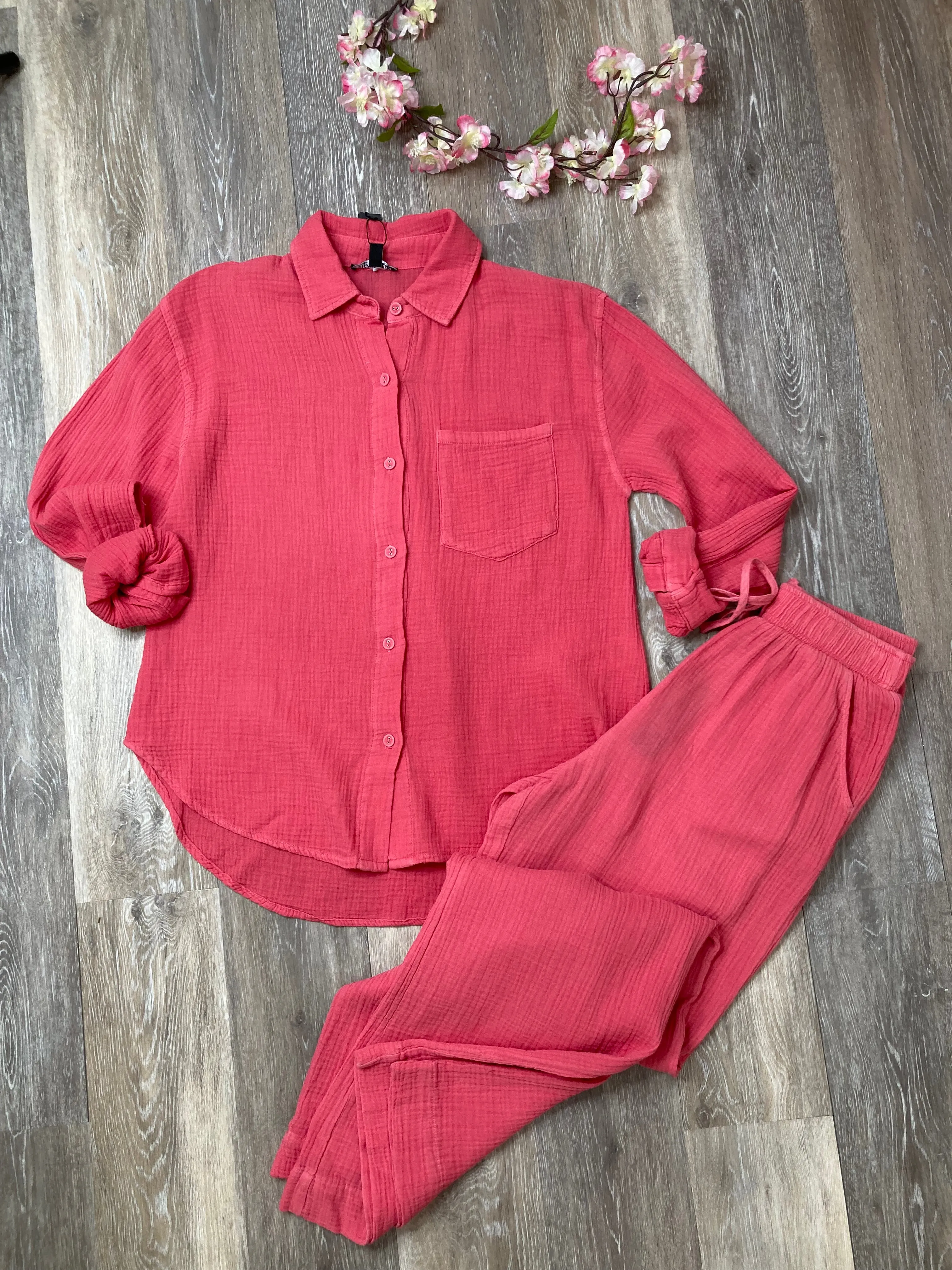 STE Juna Gauze Top in Coral