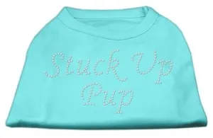 Stuck Up Pup Rhinestone Shirts Aqua M (12)