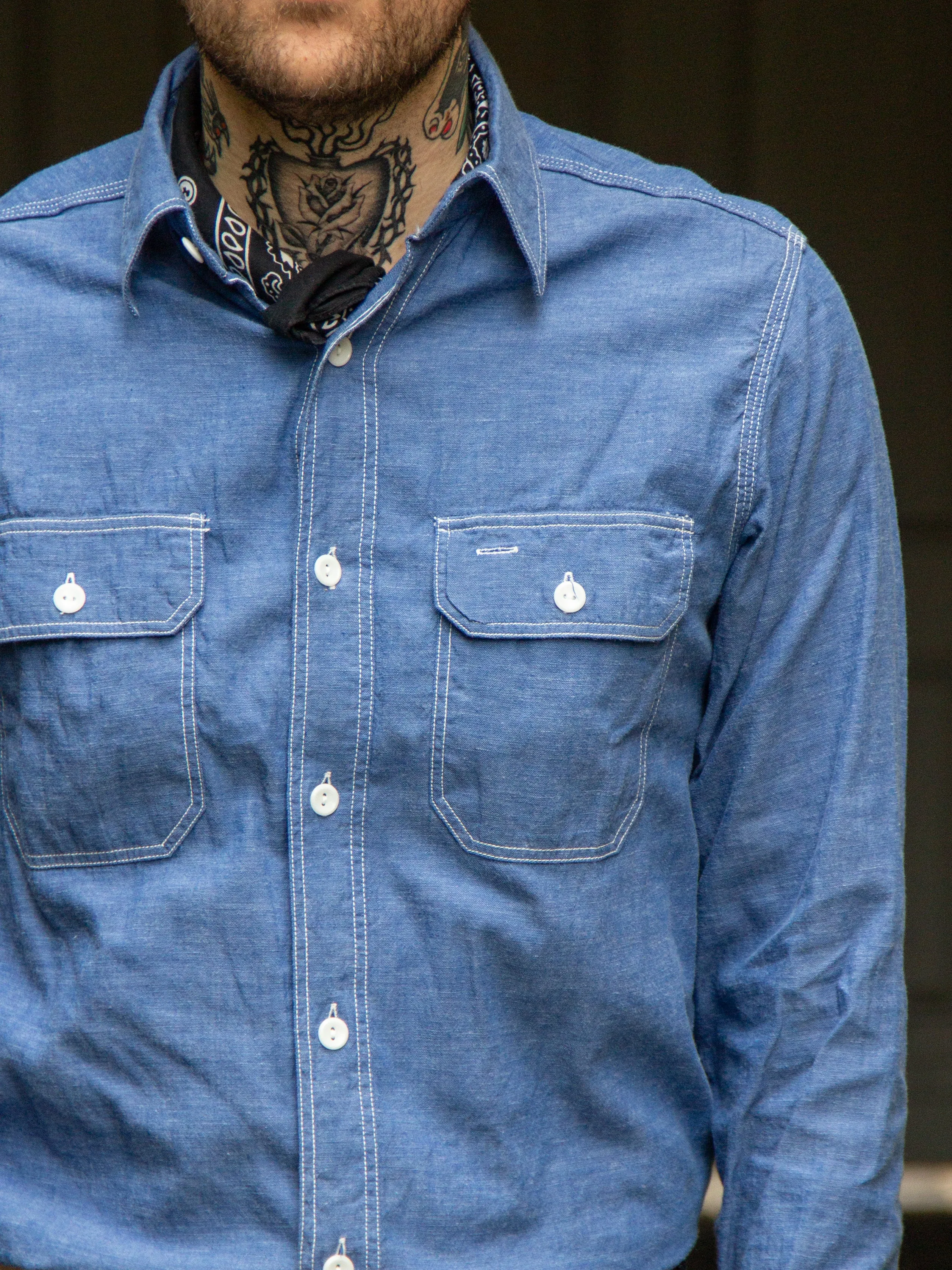 Sugar Cane, Chambray Shirt, VAT Dye