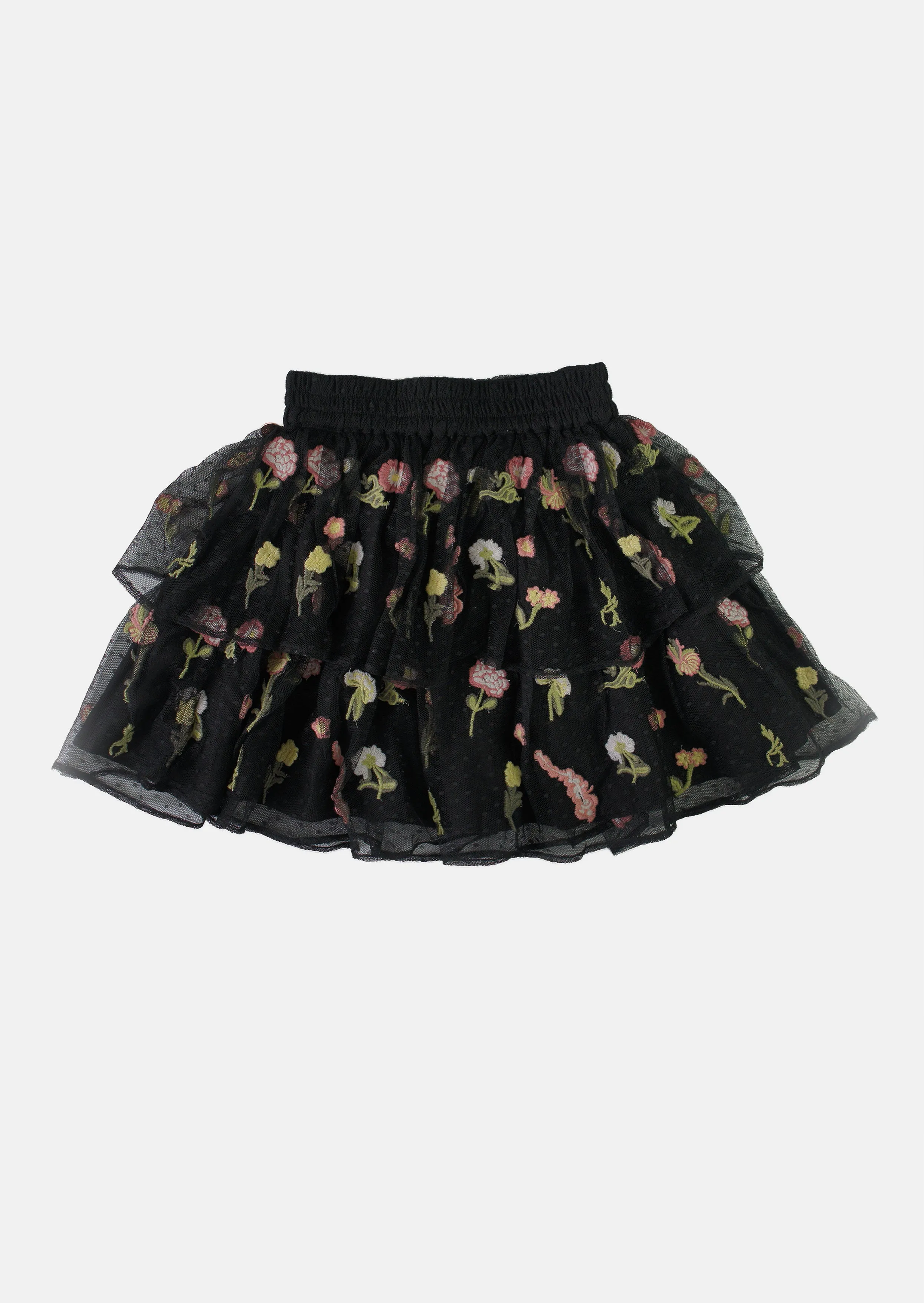 Una Embroidered Tiered Skirt