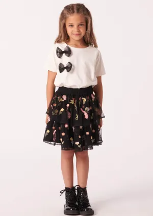 Una Embroidered Tiered Skirt