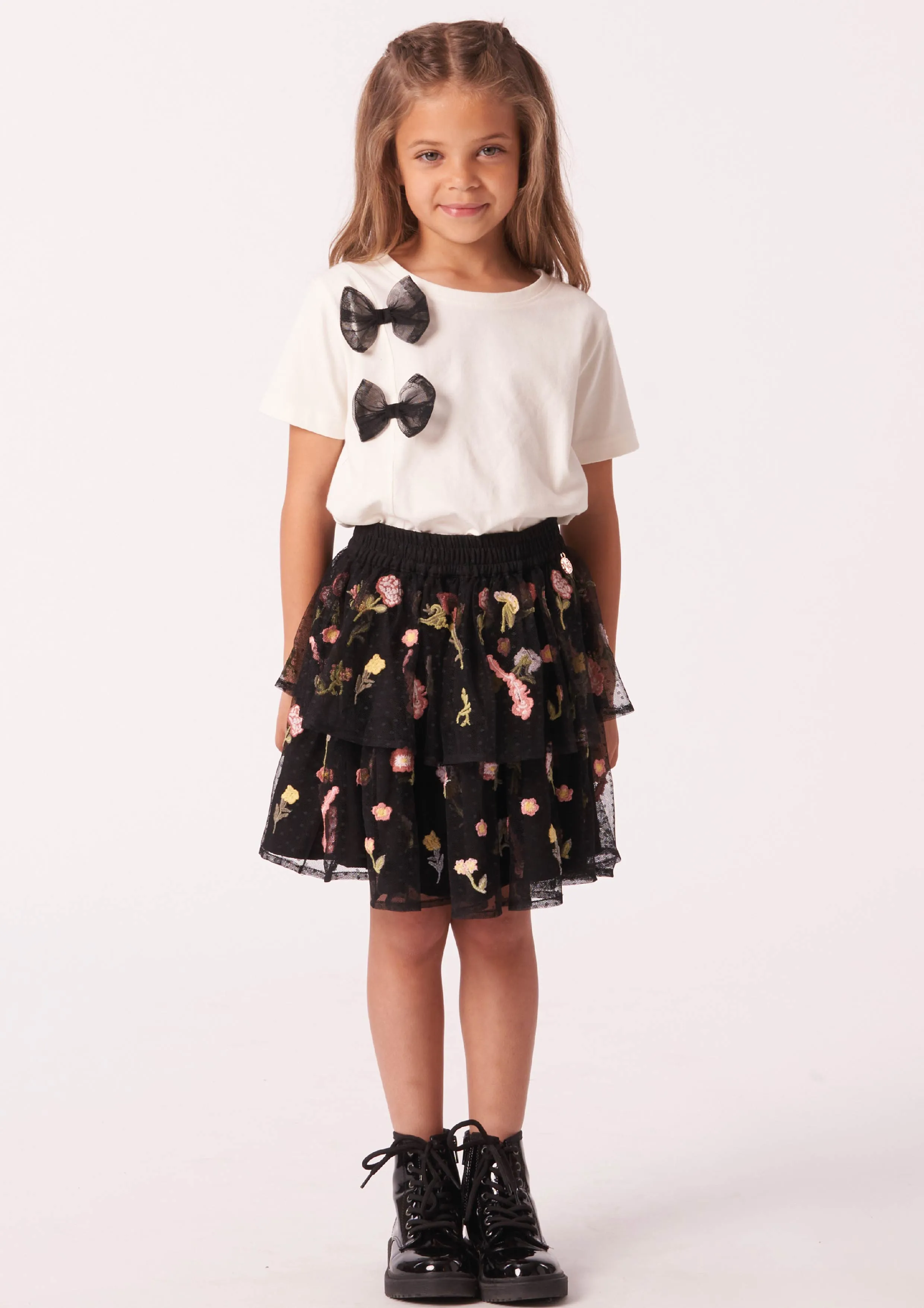 Una Embroidered Tiered Skirt