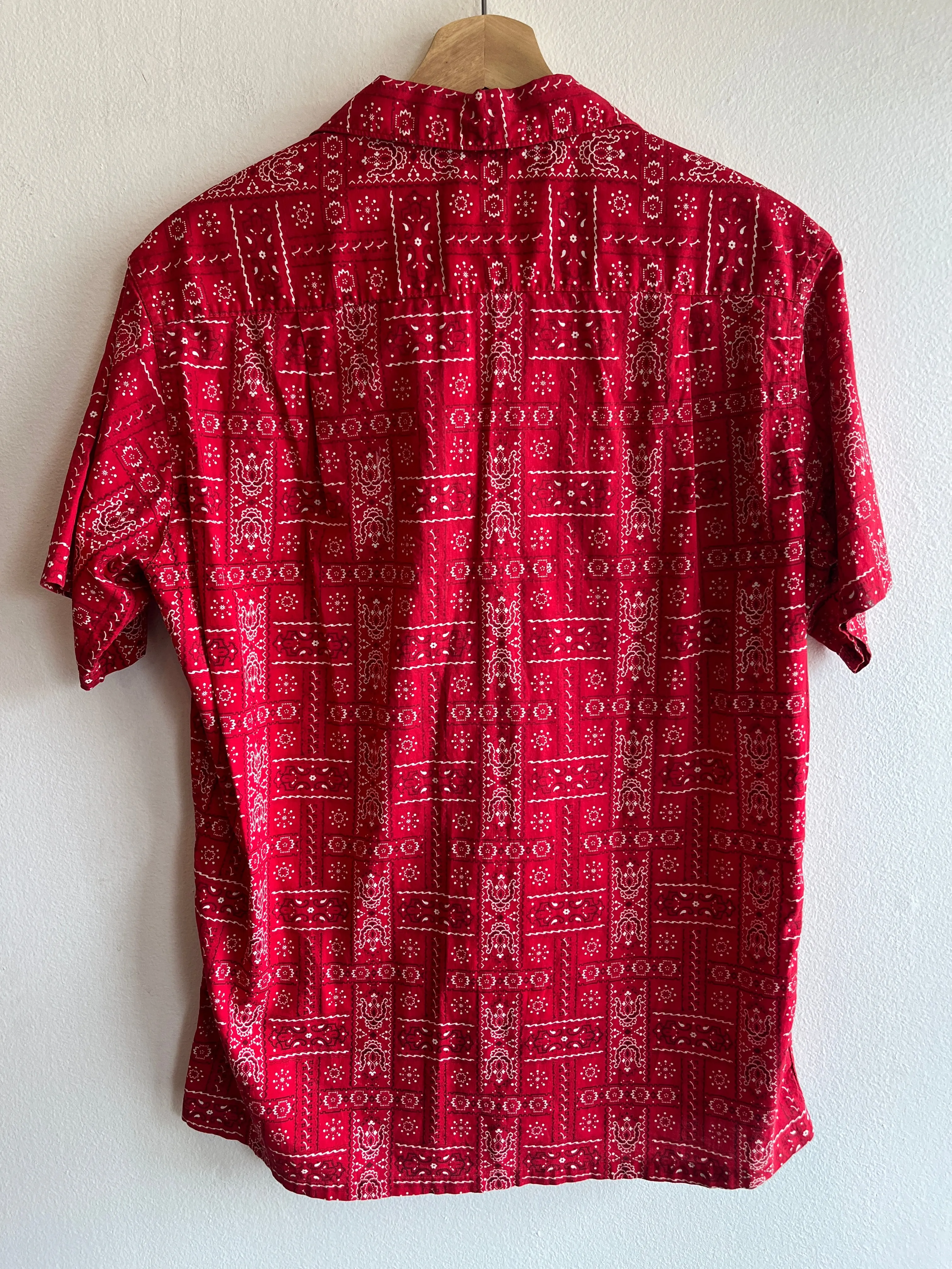 Vintage 1950s Brent Loop Collar Bandana Print Button-Up Shirt