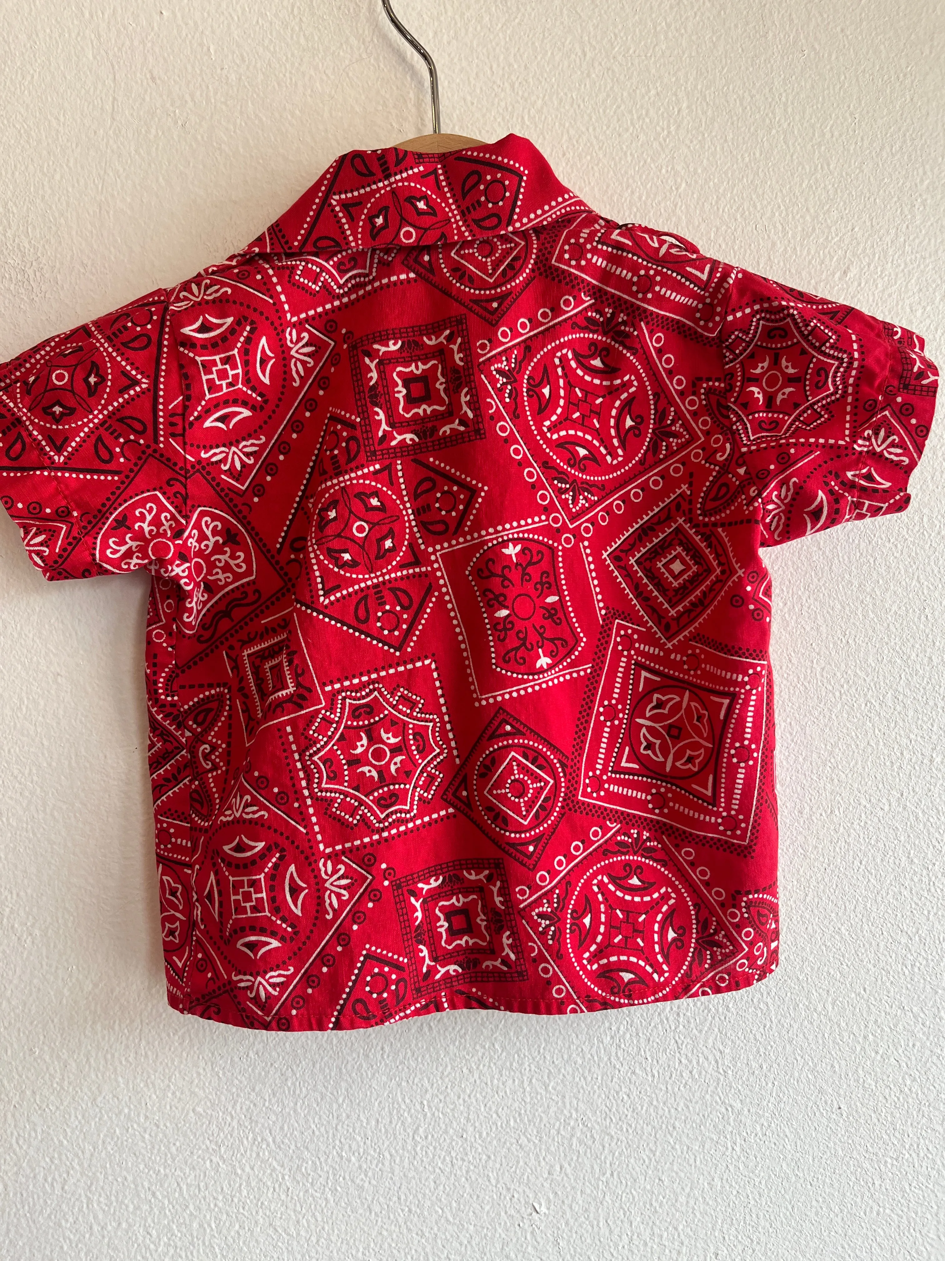 Vintage 1950s Kids Bandana Print Button-Up Shirt