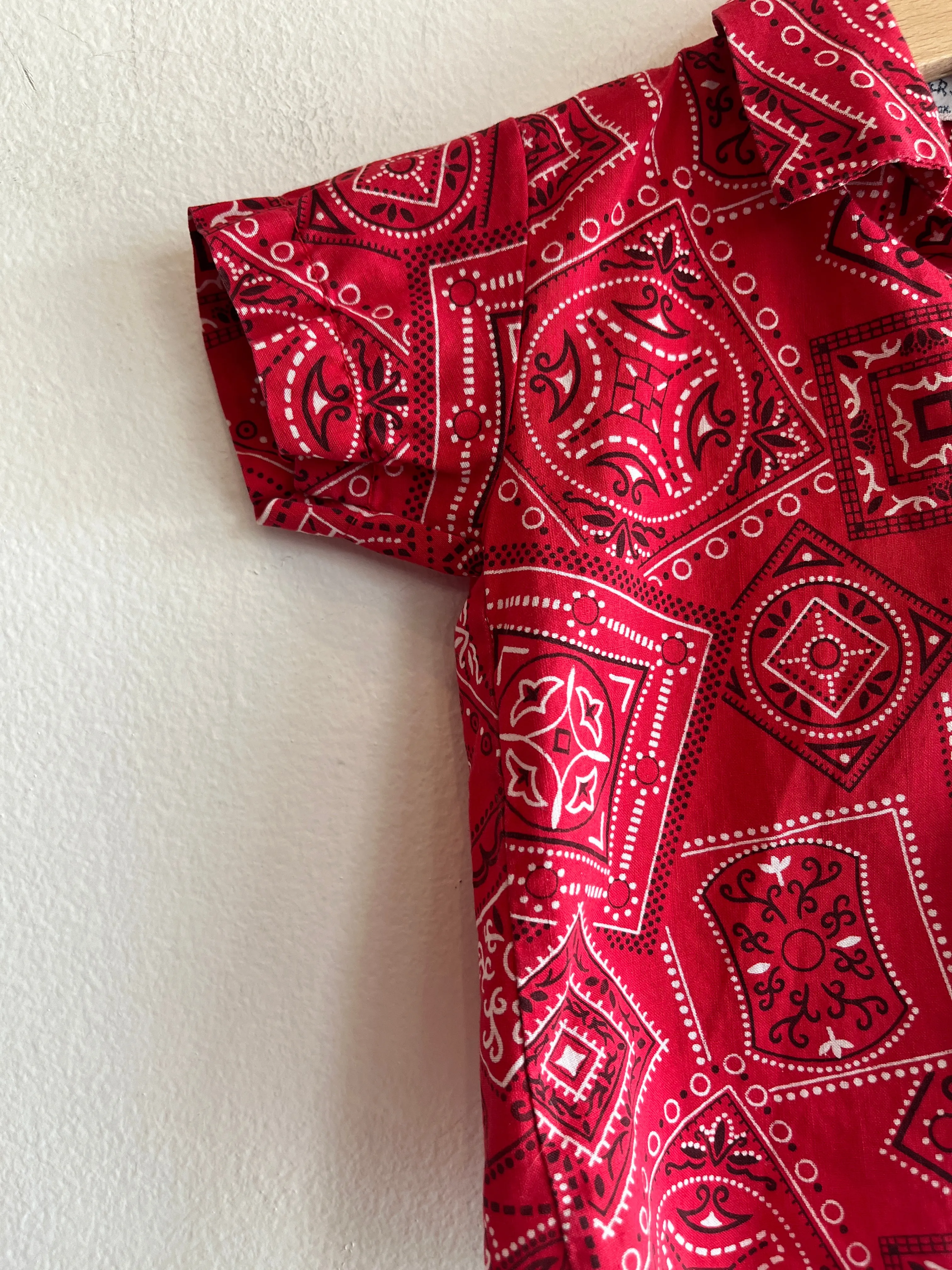 Vintage 1950s Kids Bandana Print Button-Up Shirt