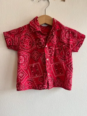 Vintage 1950s Kids Bandana Print Button-Up Shirt
