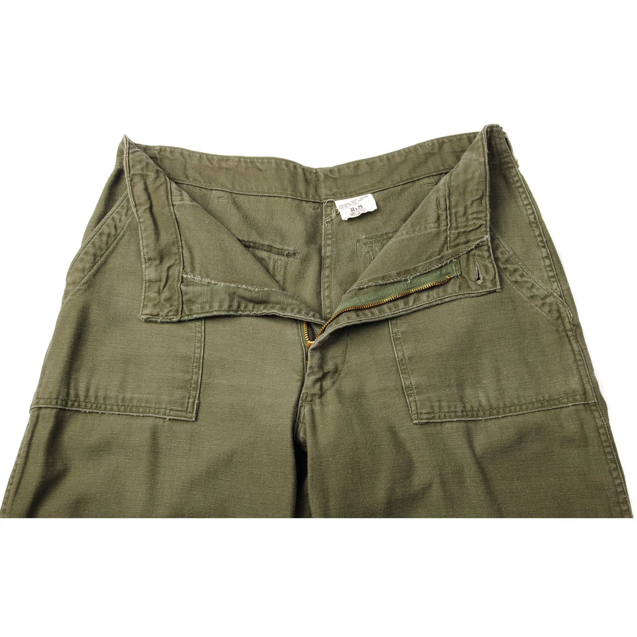 VINTAGE US ARMY UTILITY OG-107 SATEEN PANTS 1971 VIETNAM WAR SIZE W31 L27