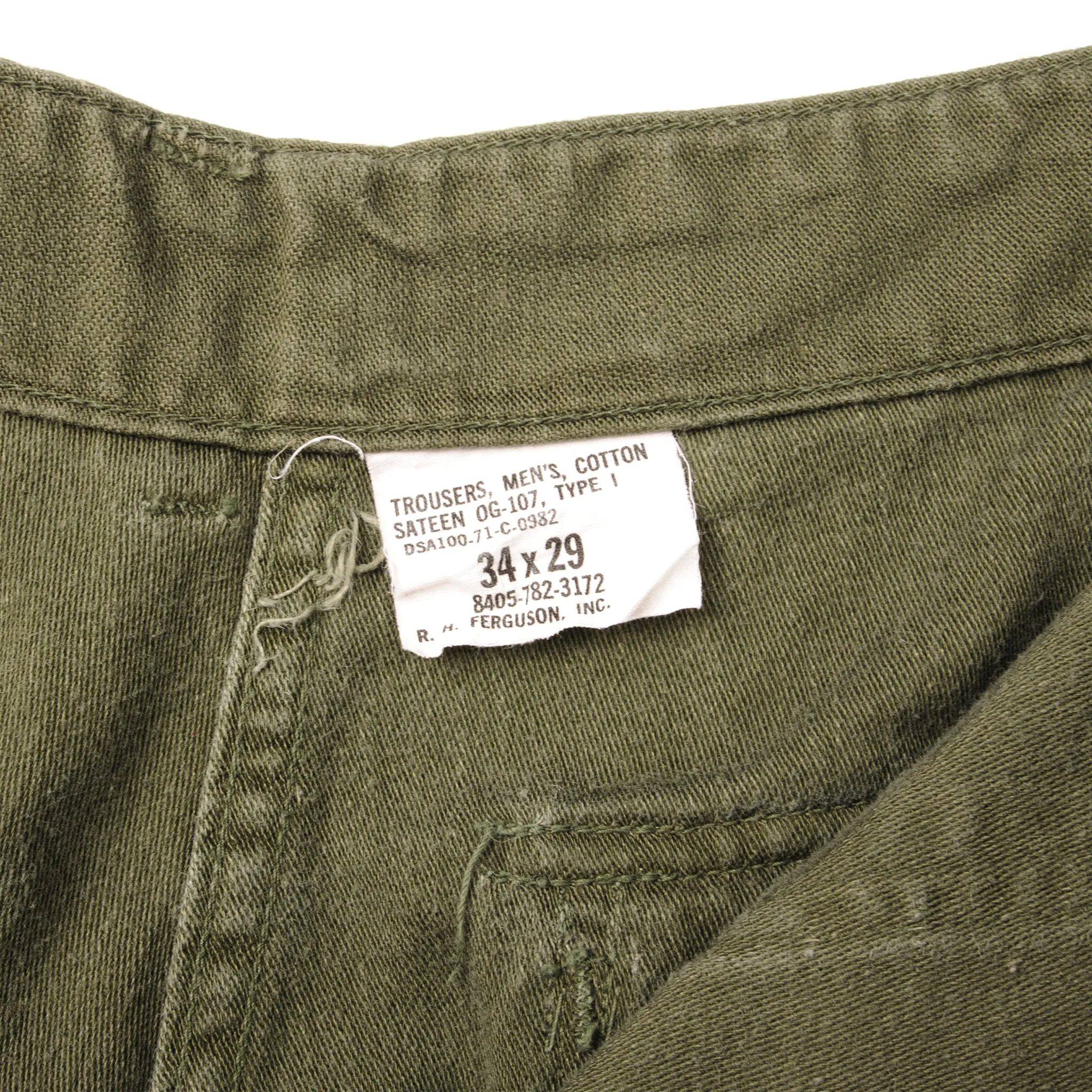 VINTAGE US ARMY UTILITY OG-107 SATEEN PANTS 1971 VIETNAM WAR SIZE W31 L27