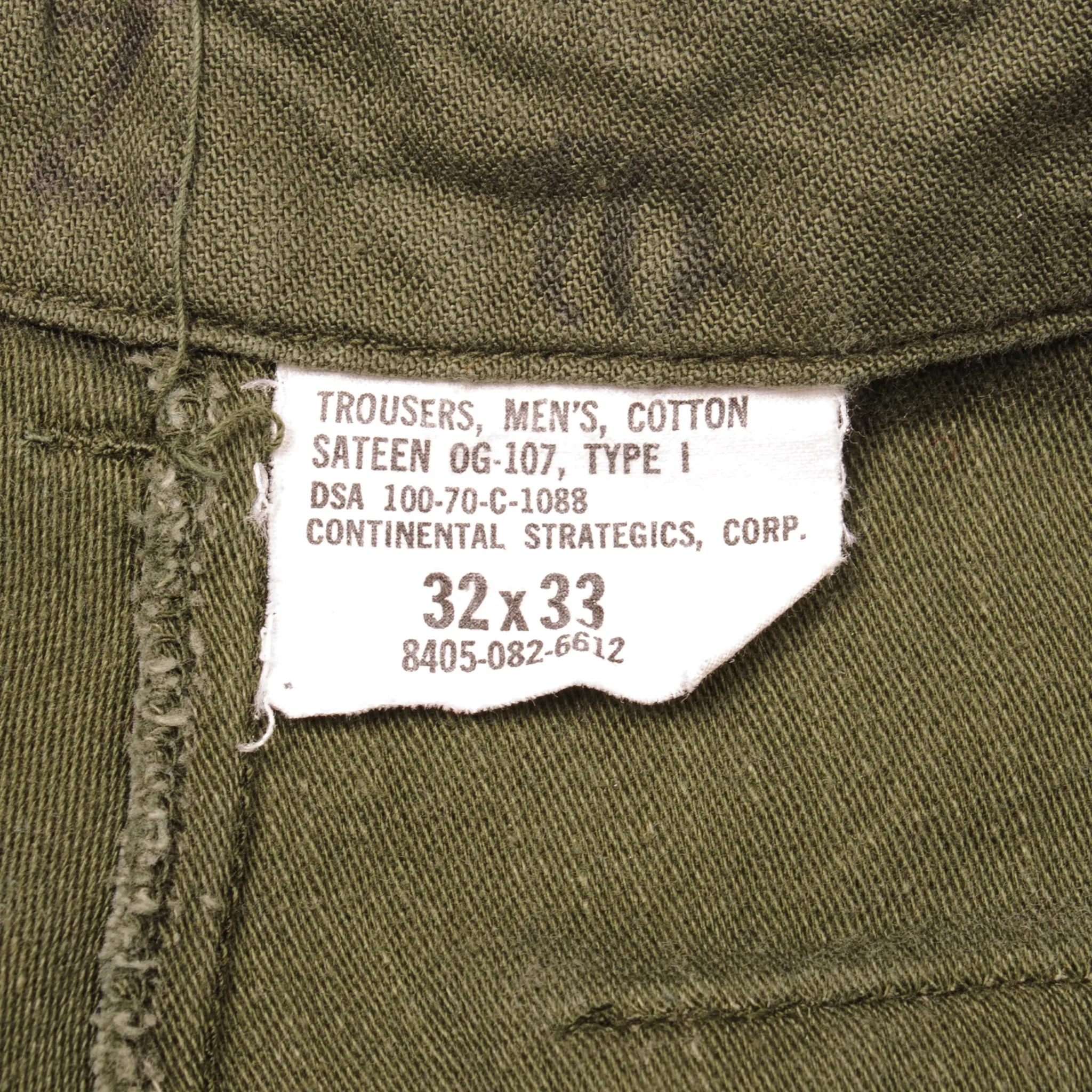 VINTAGE US ARMY UTILITY OG-107 SATEEN TROUSERS PANTS 1970 VIETNAM WAR W28 L30