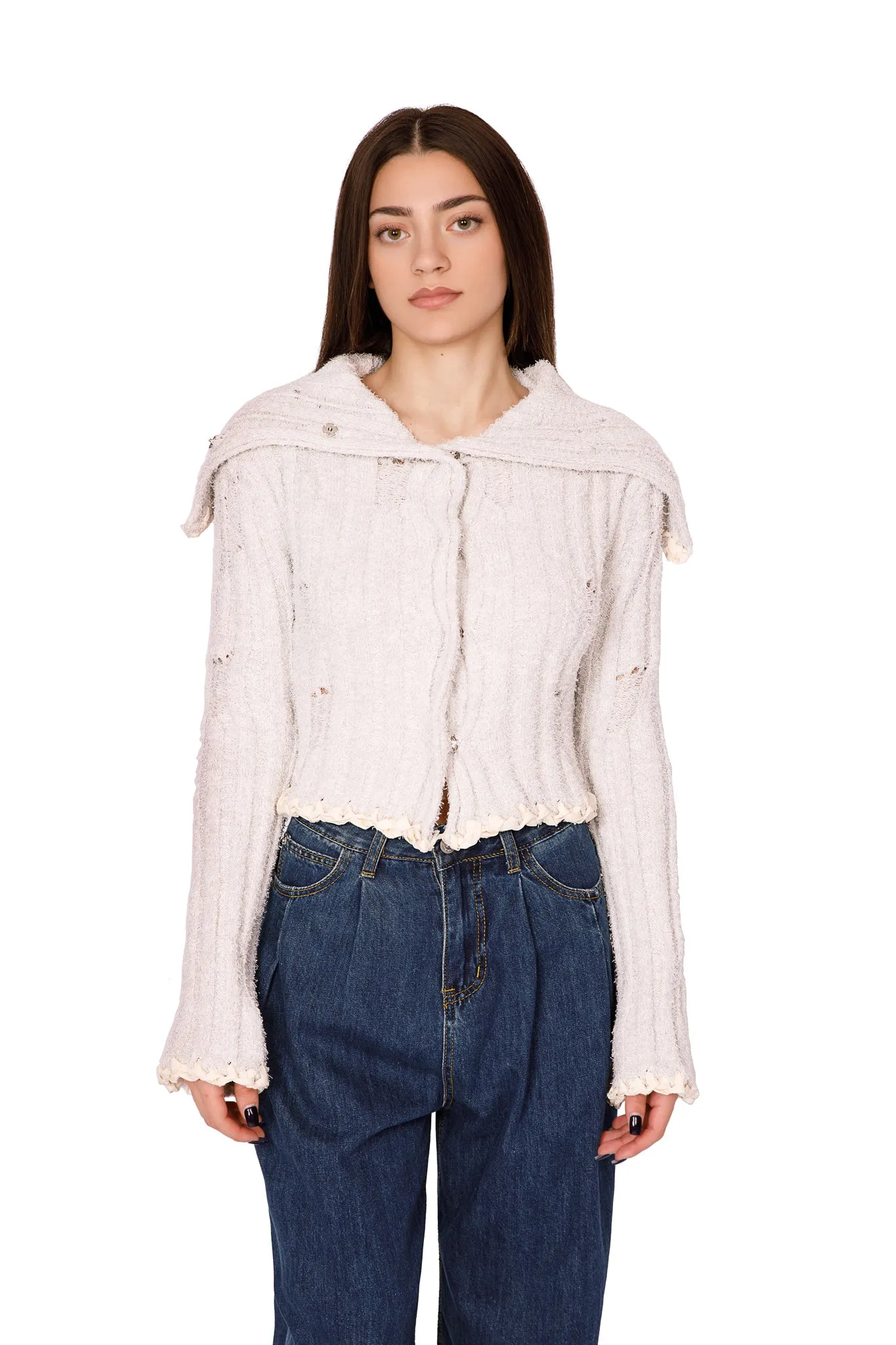 WIDE COLLAR CARDIGAN
