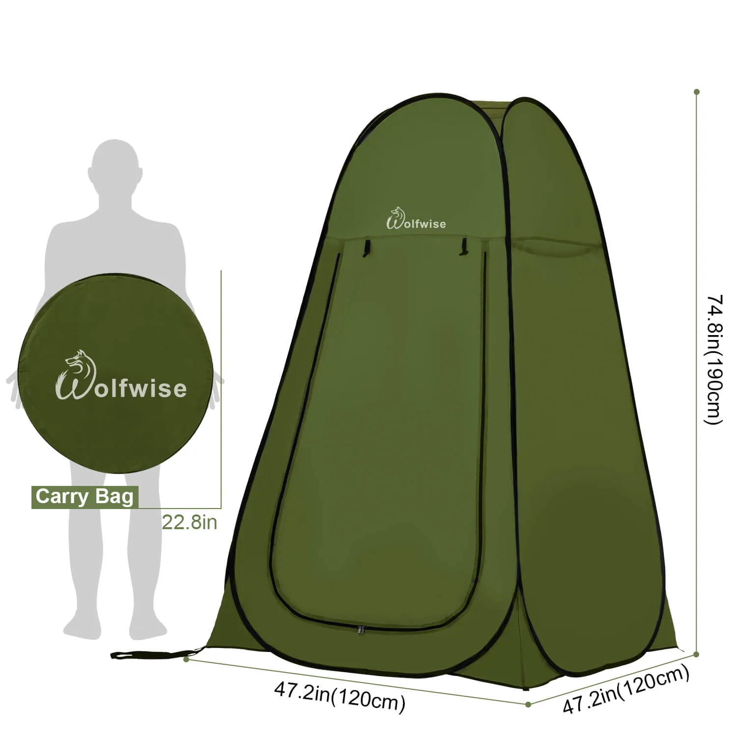WolfWise Blazers A10 Pop up Privacy Tent Green