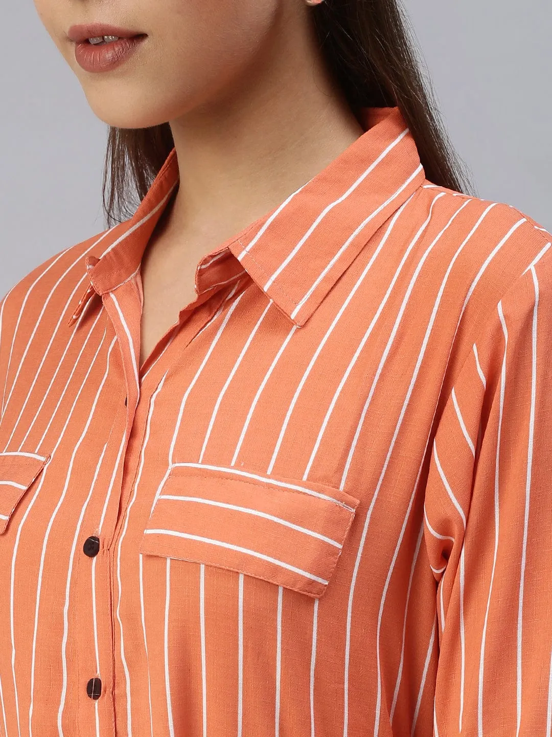 Women Casual Printed Fit and Flare Orange Dress