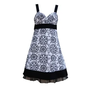 Women's Speechless Black and White Medallions Fit and Flare Dress, Size: 5
